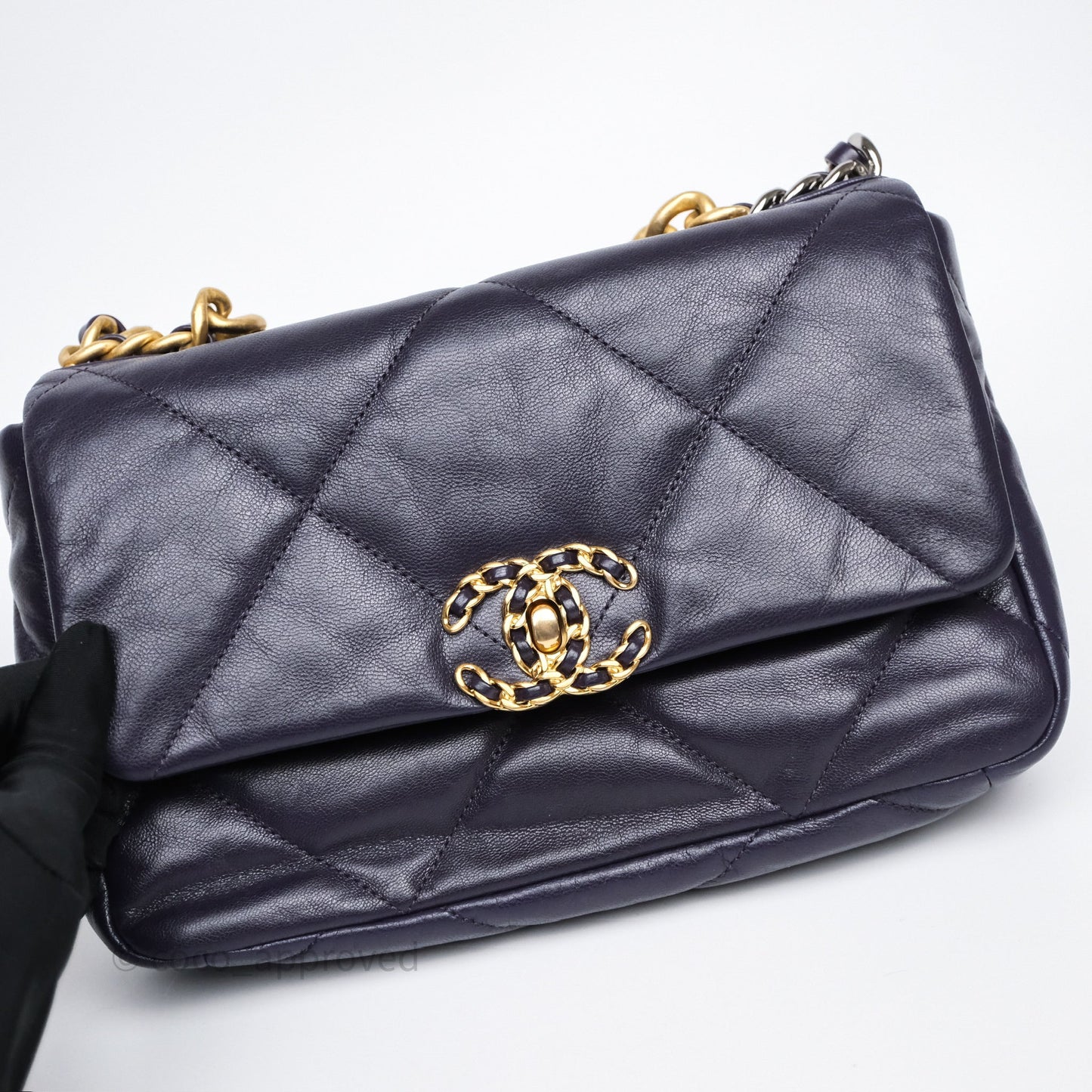 Chanel 19 Small Dark Purple Mixed Hardware