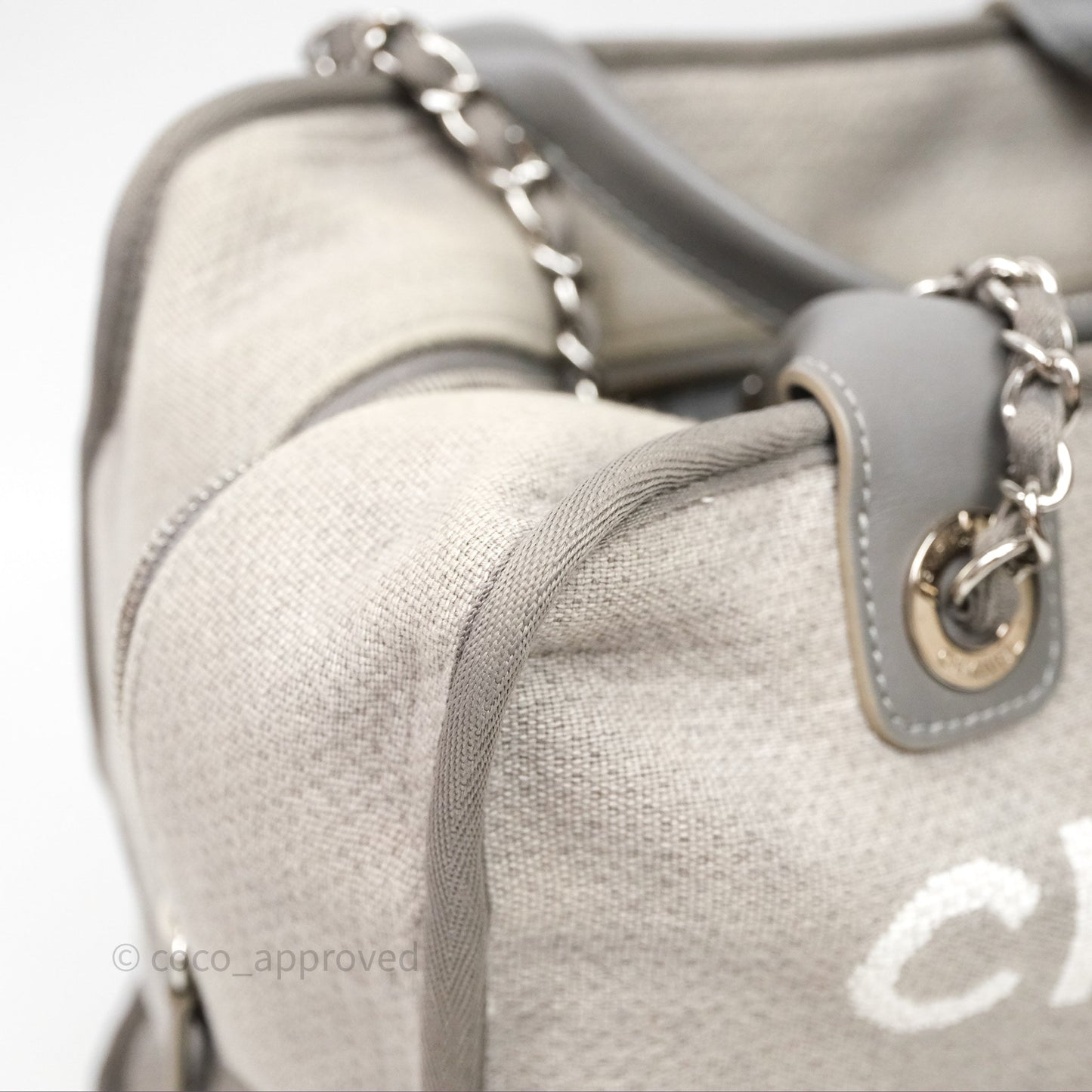 Chanel Deauville Bowling Bag Grey Silver Hardware