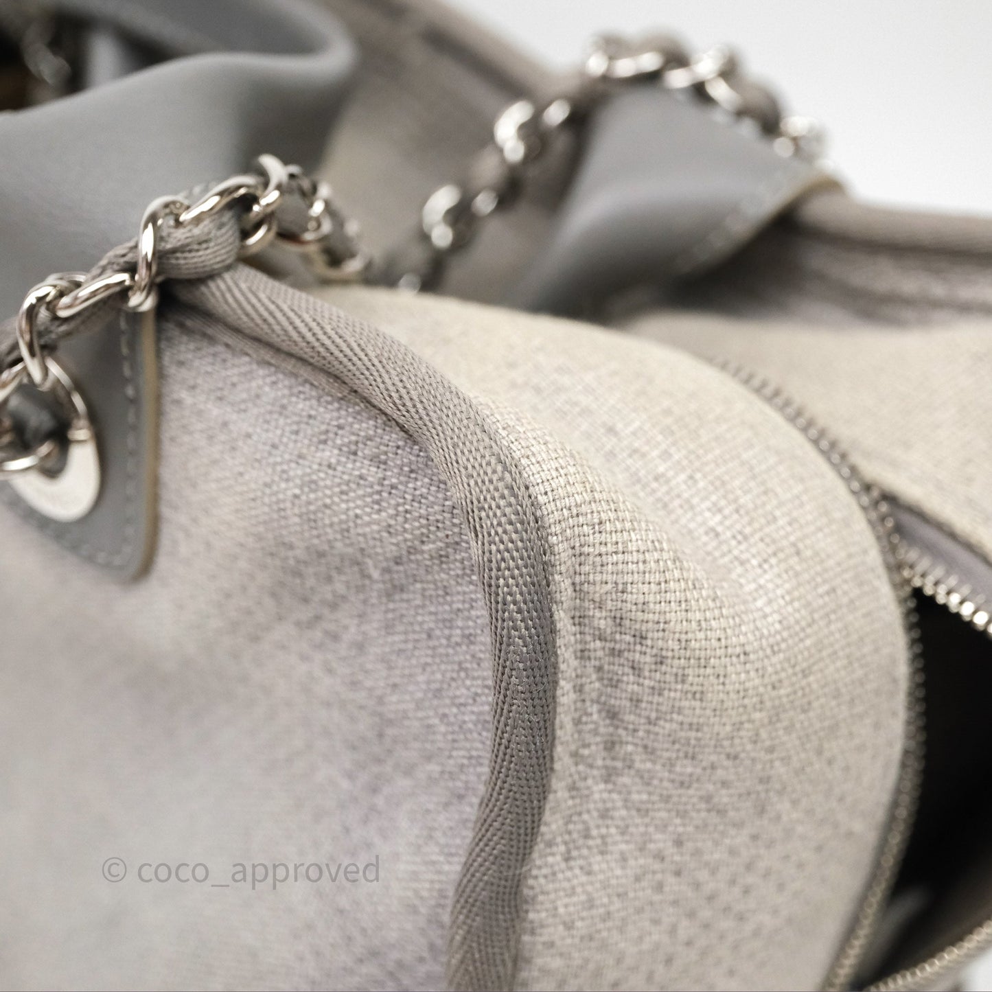 Chanel Deauville Bowling Bag Grey Silver Hardware