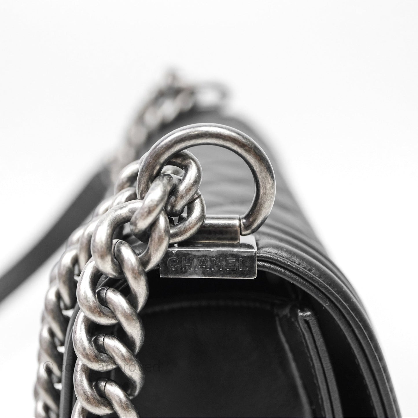 Chanel Quilted Medium Boy Black Lambskin Ruthenium Hardware