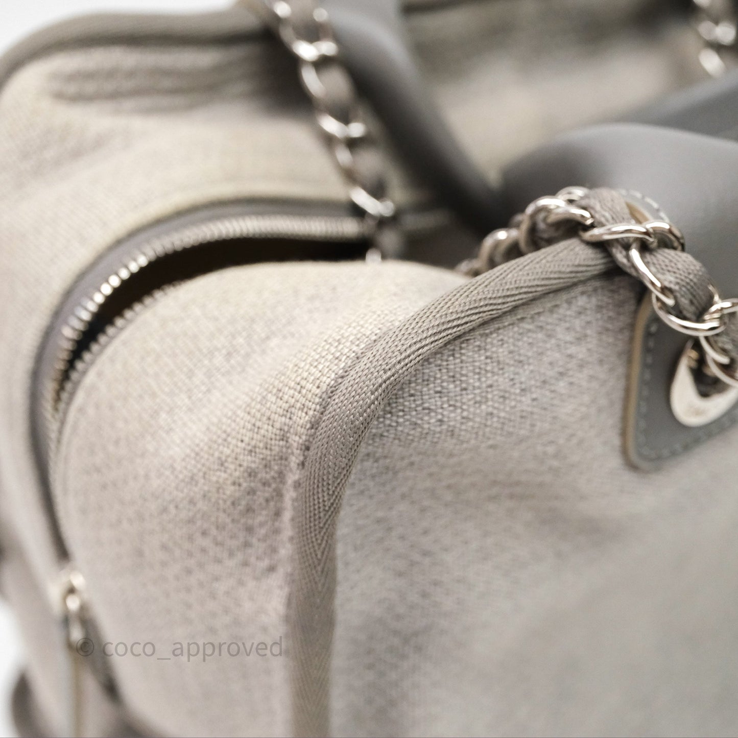 Chanel Deauville Bowling Bag Grey Silver Hardware