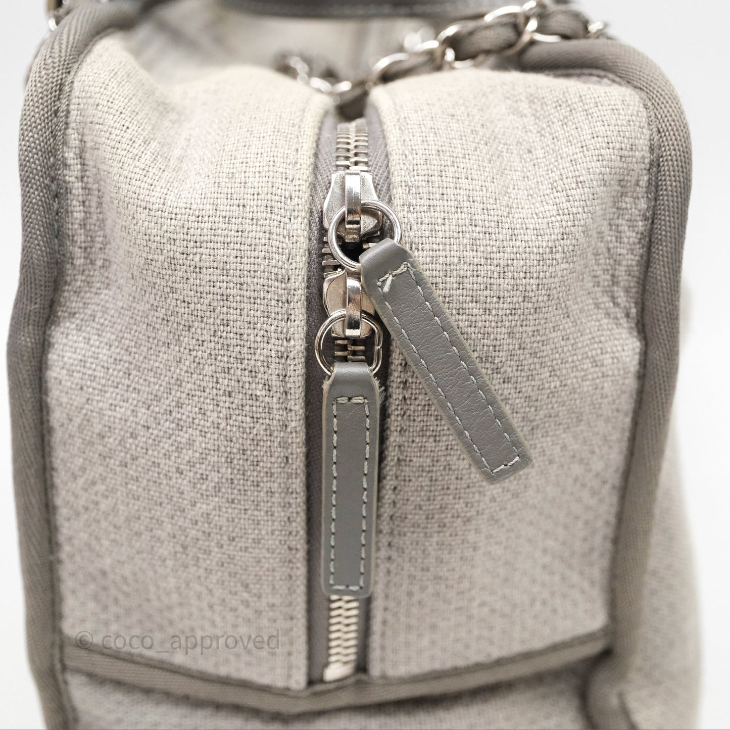 Chanel Deauville Bowling Bag Grey Silver Hardware