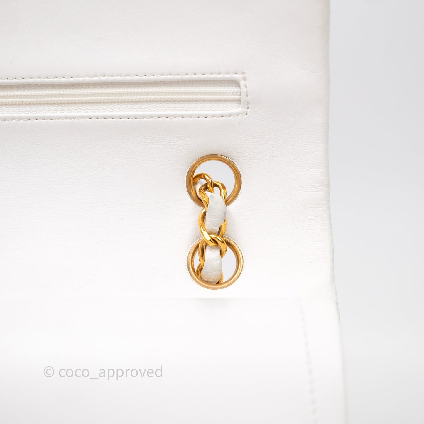 Chanel Classic Vintage Double Flap M/L White Lambskin 24K Gold Hardware