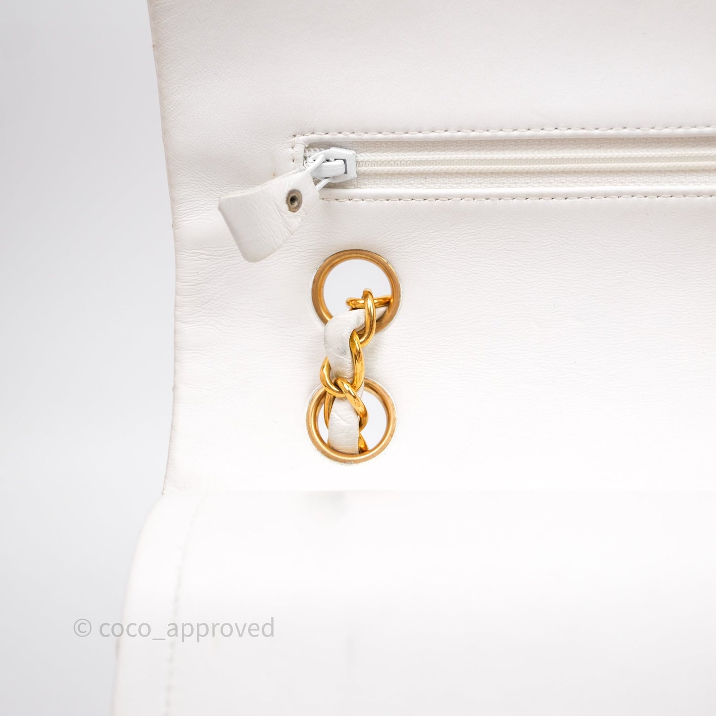 Chanel Classic Vintage Double Flap M/L White Lambskin 24K Gold Hardware