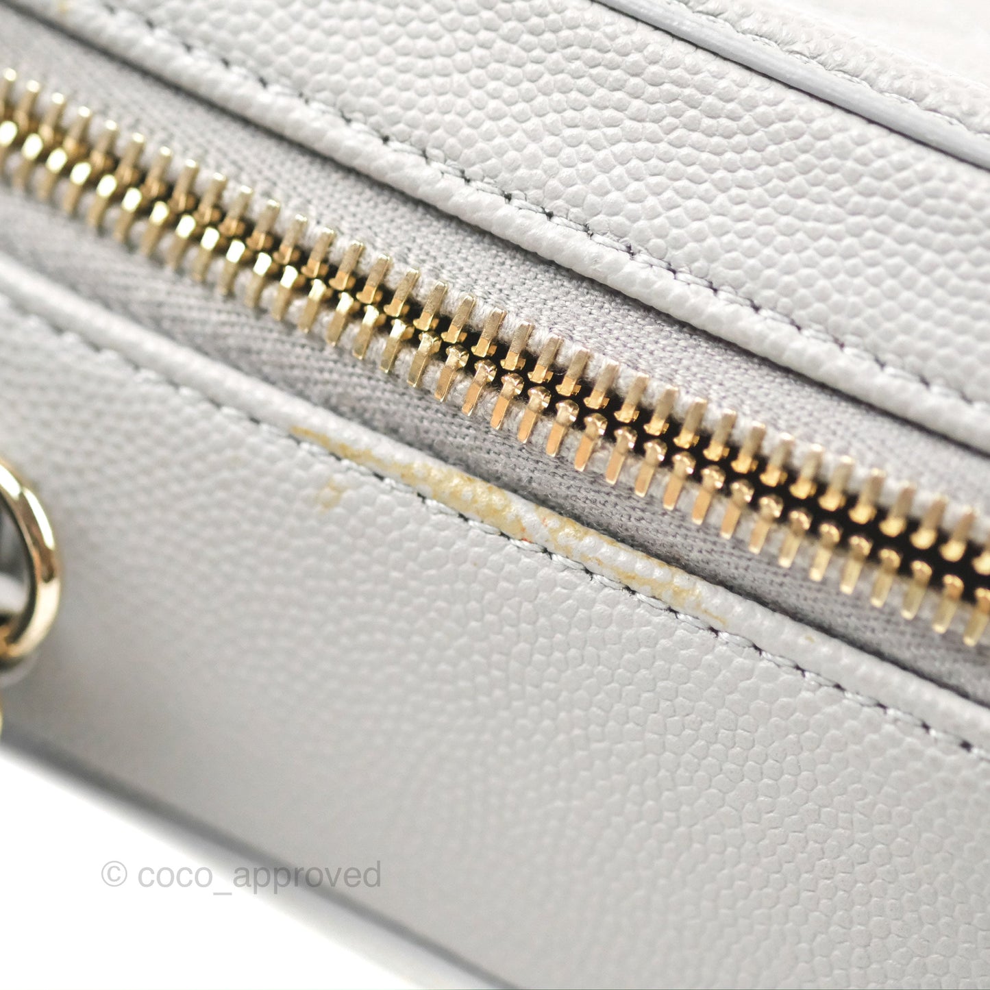 Chanel Quilted Small CC Filigree Vanity Case Grey Caviar Gold Hardware
