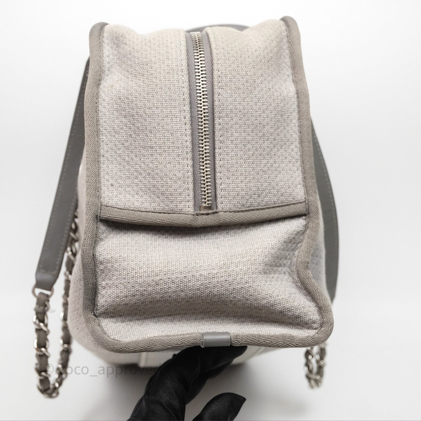 Chanel Deauville Bowling Bag Grey Silver Hardware