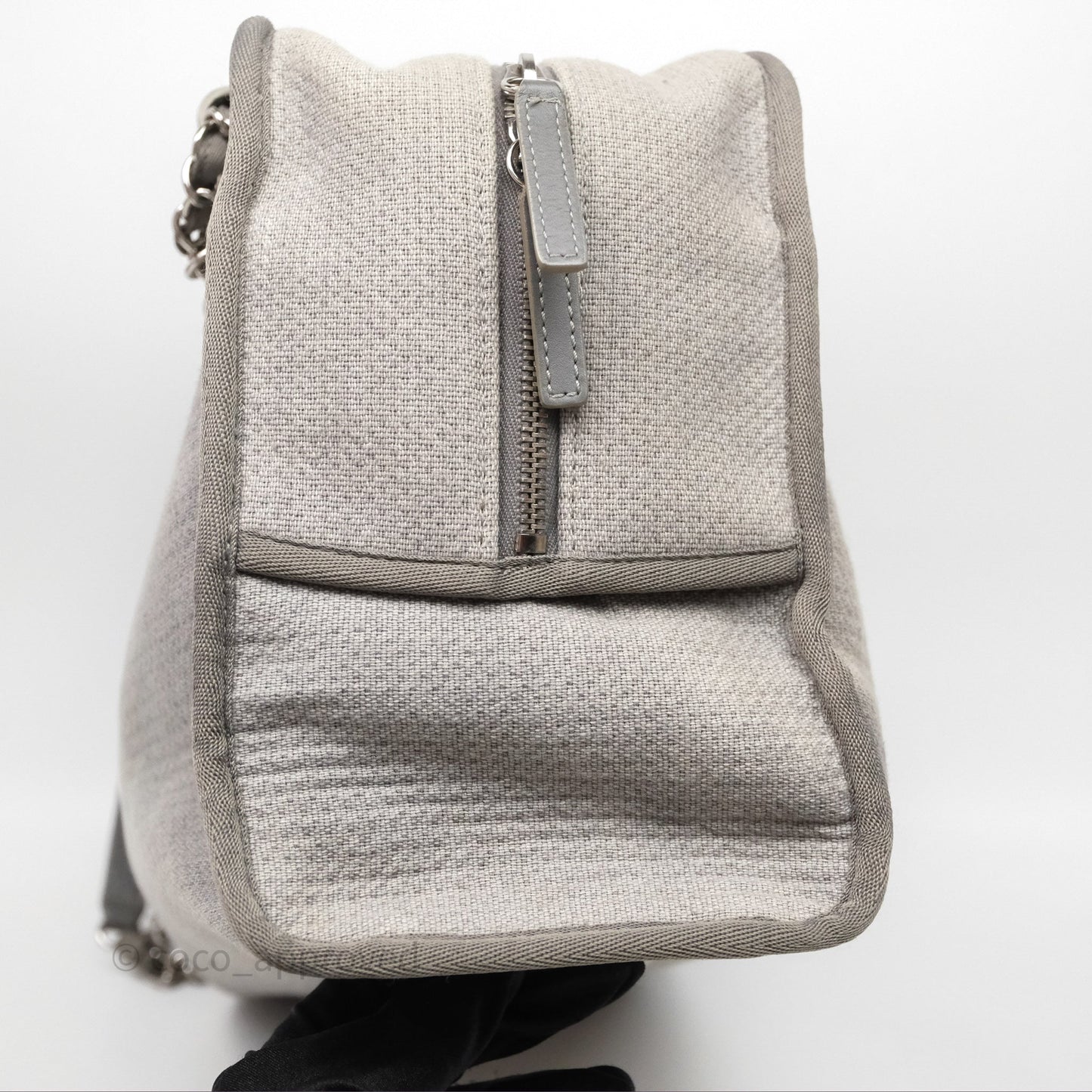 Chanel Deauville Bowling Bag Grey Silver Hardware