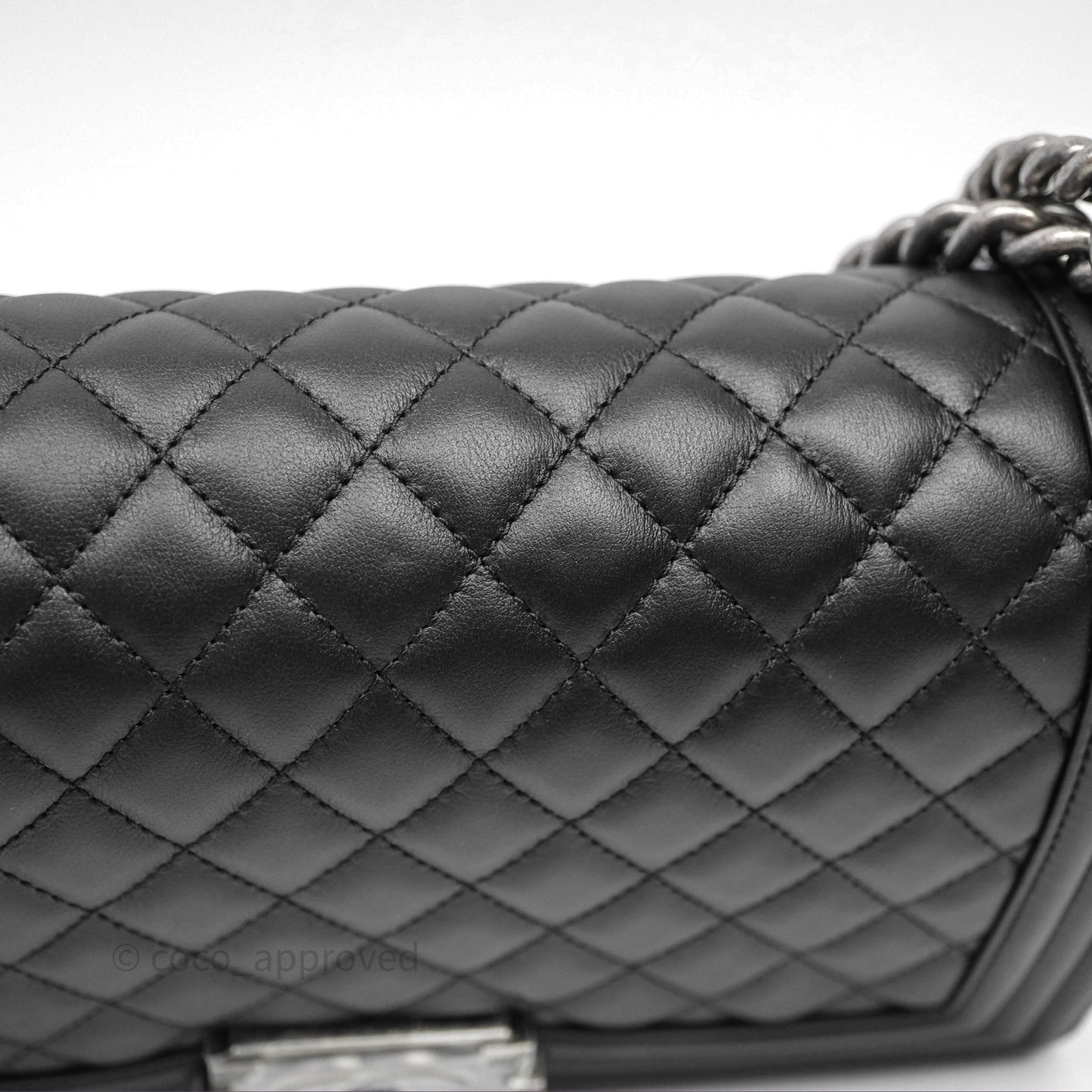 Chanel Quilted Medium Boy Black Lambskin Ruthenium Hardware