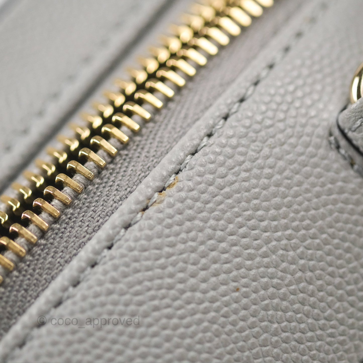 Chanel Quilted Small CC Filigree Vanity Case Grey Caviar Gold Hardware