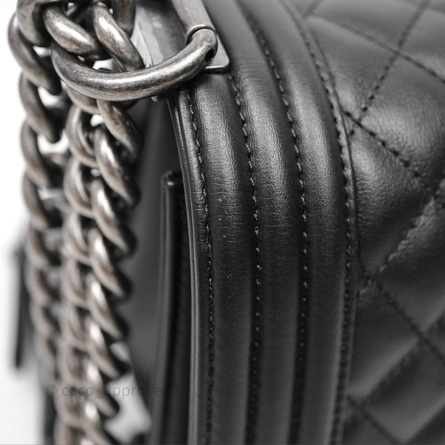 Chanel Quilted Medium Boy Black Lambskin Ruthenium Hardware