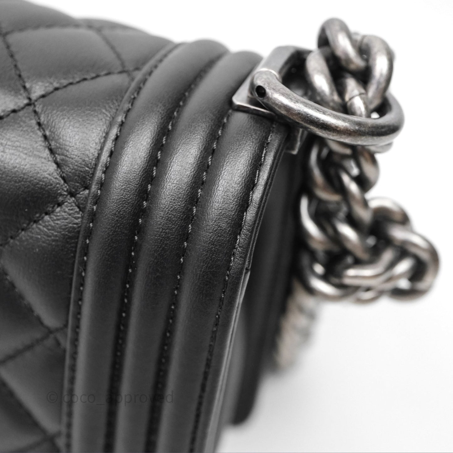 Chanel Quilted Medium Boy Black Lambskin Ruthenium Hardware