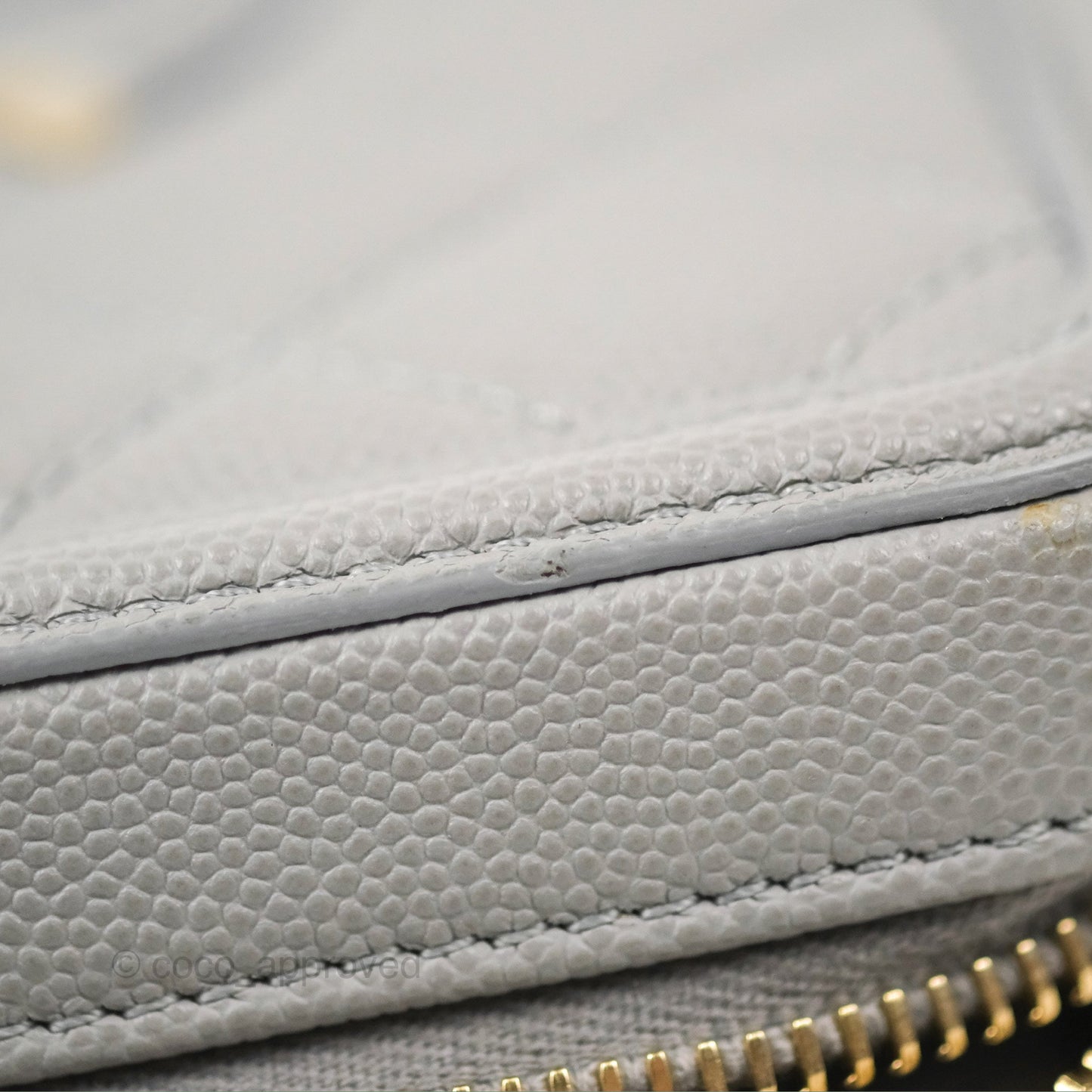 Chanel Quilted Small CC Filigree Vanity Case Grey Caviar Gold Hardware