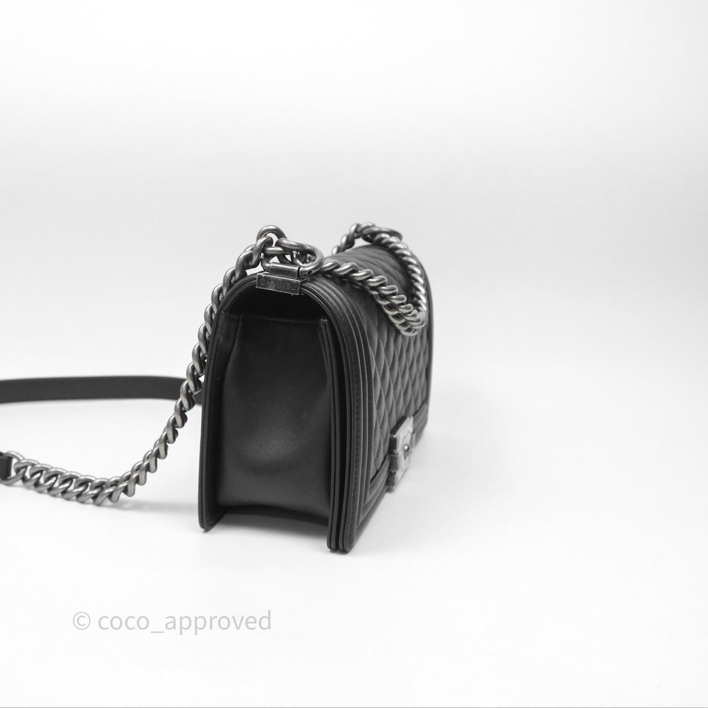 Chanel Quilted Medium Boy Black Lambskin Ruthenium Hardware