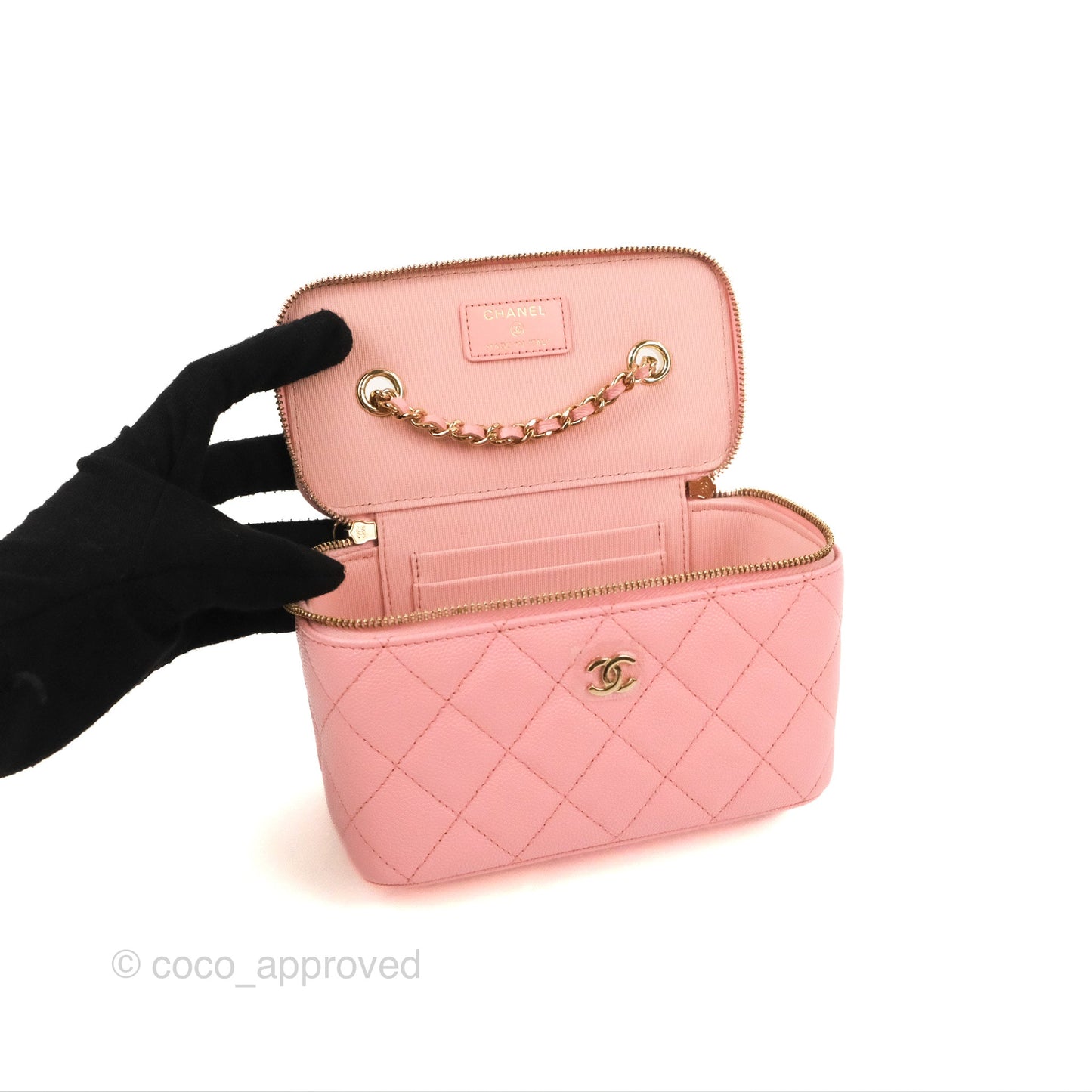 Chanel Classic Vanity with Chain Pink Caviar Gold Hardware