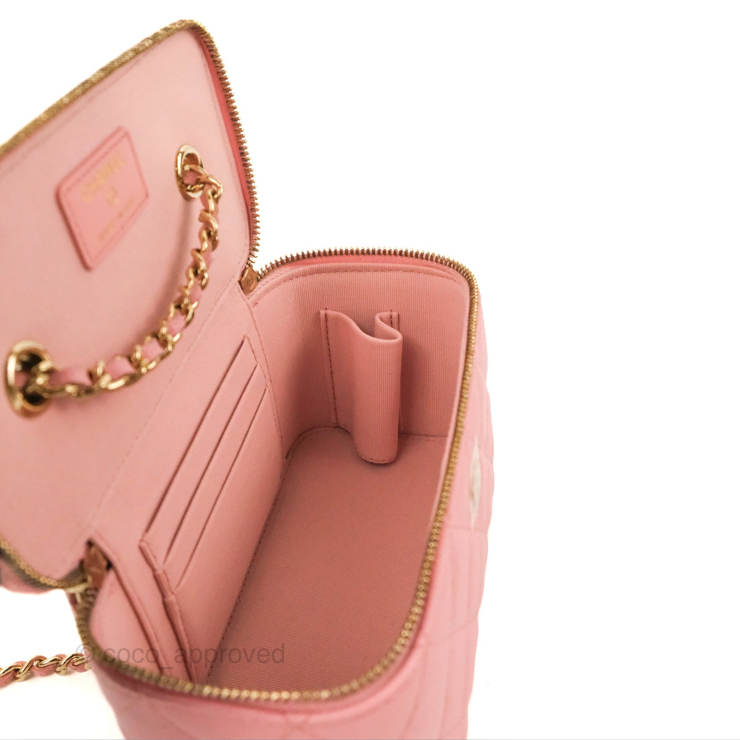 Chanel Classic Vanity with Chain Pink Caviar Gold Hardware