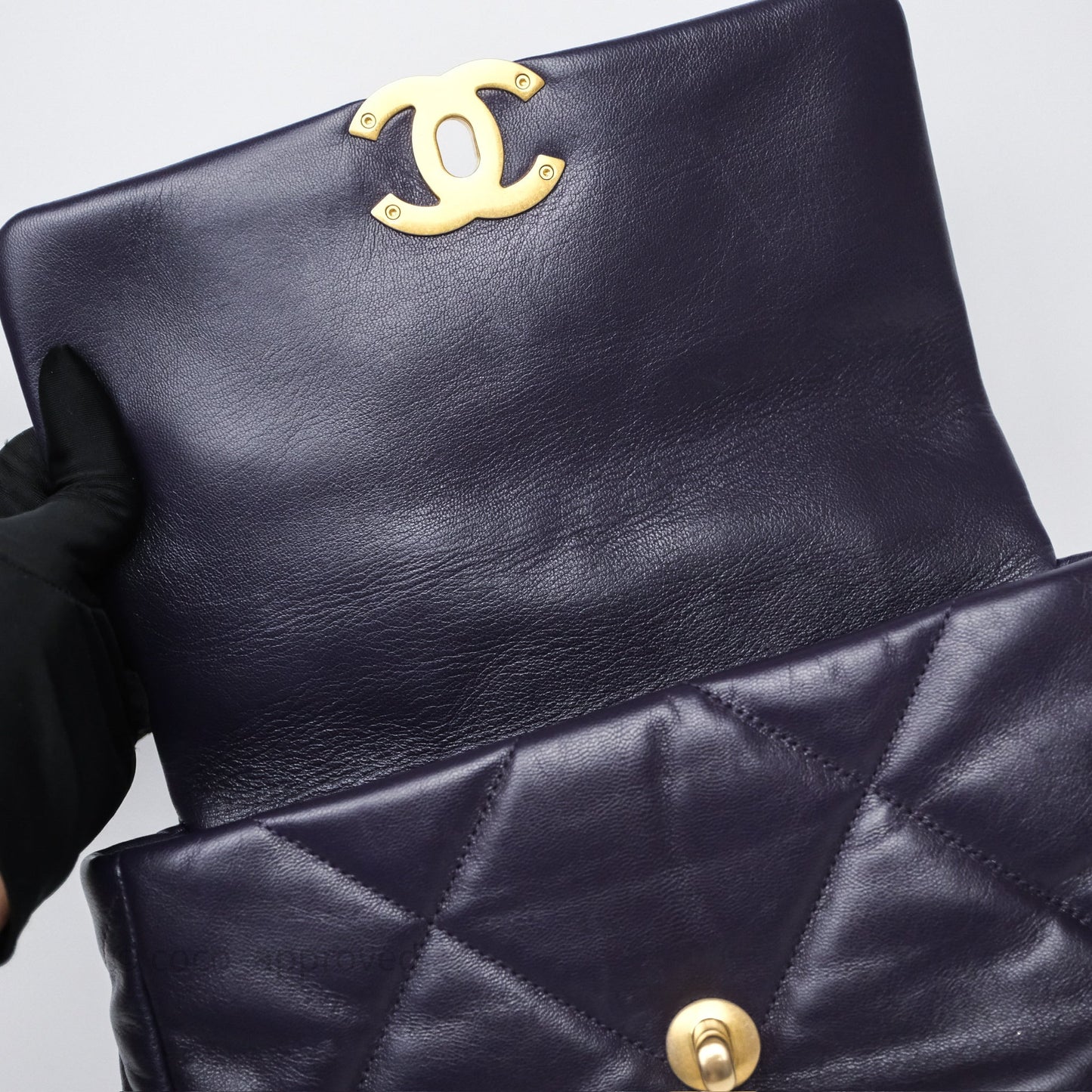Chanel 19 Small Dark Purple Mixed Hardware
