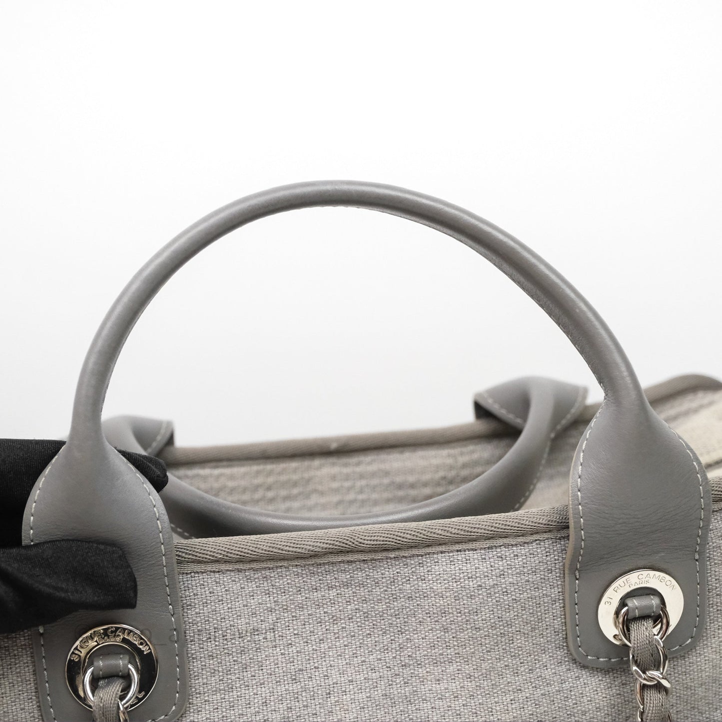 Chanel Deauville Bowling Bag Grey Silver Hardware