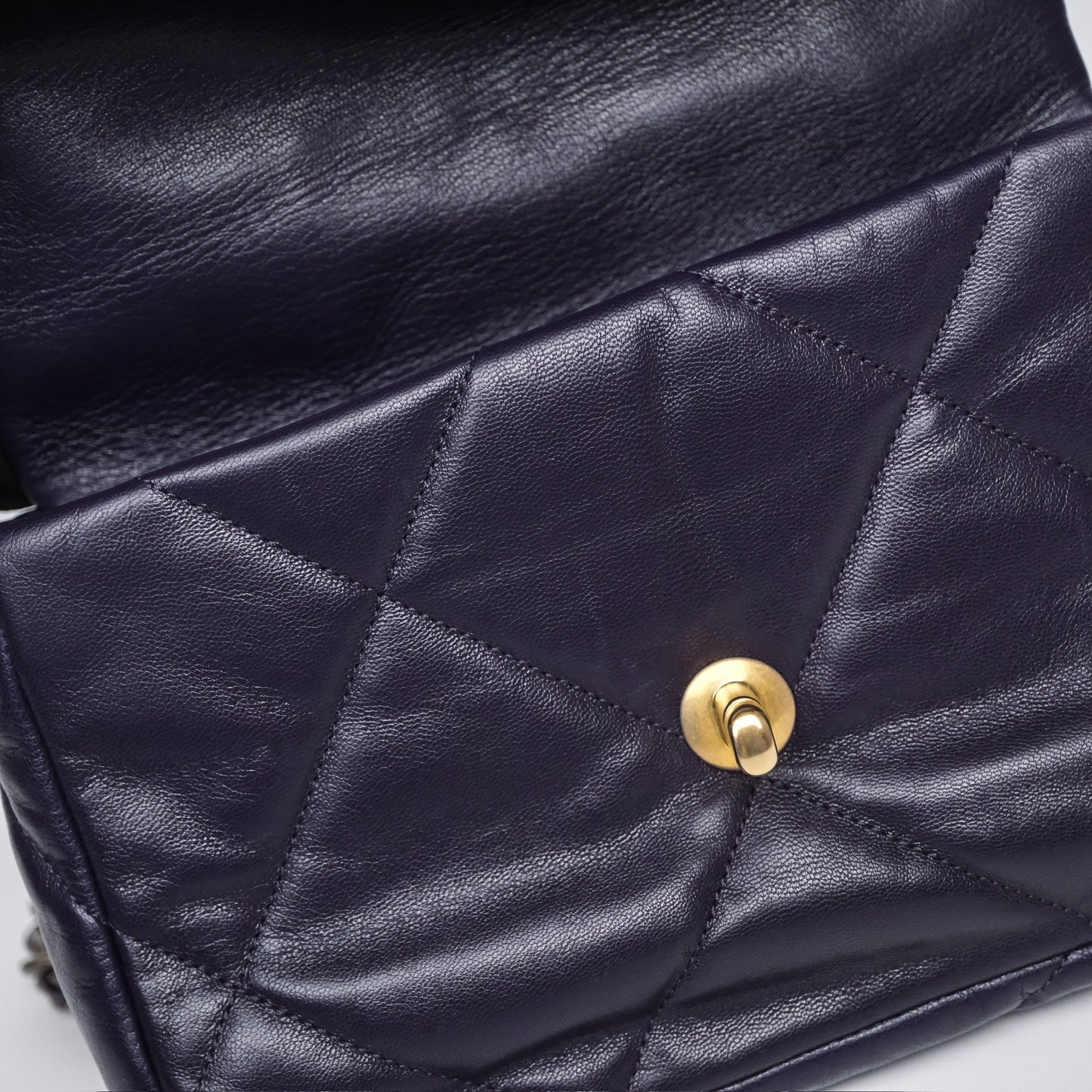 Chanel 19 Small Dark Purple Mixed Hardware