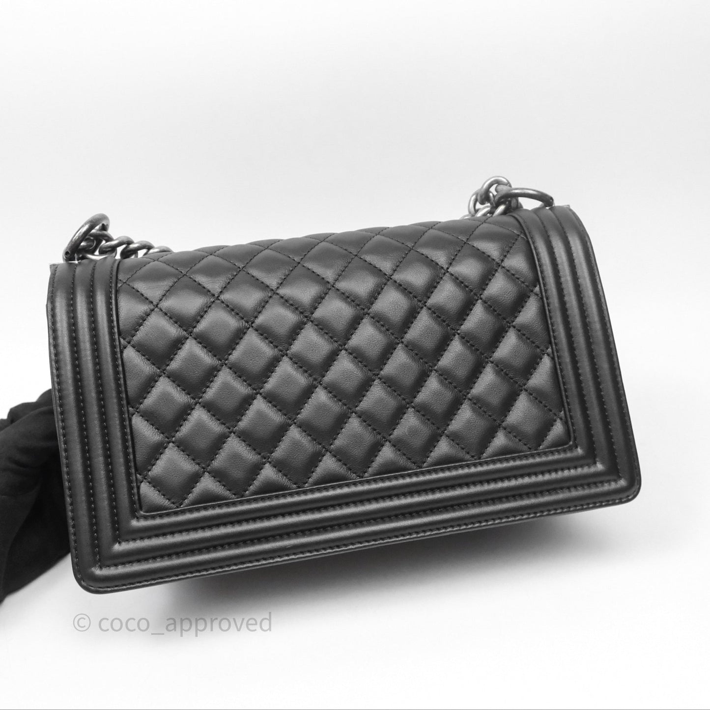 Chanel Quilted Medium Boy Black Lambskin Ruthenium Hardware