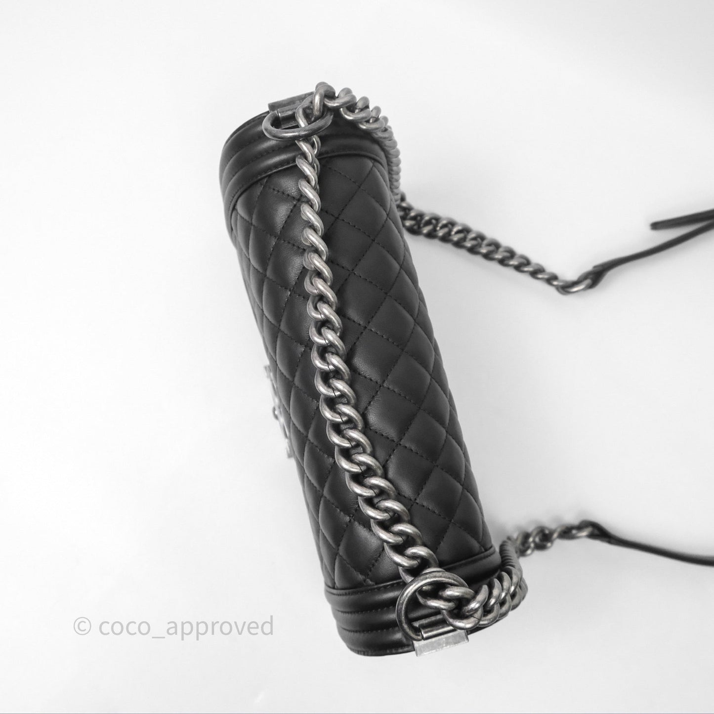 Chanel Quilted Medium Boy Black Lambskin Ruthenium Hardware