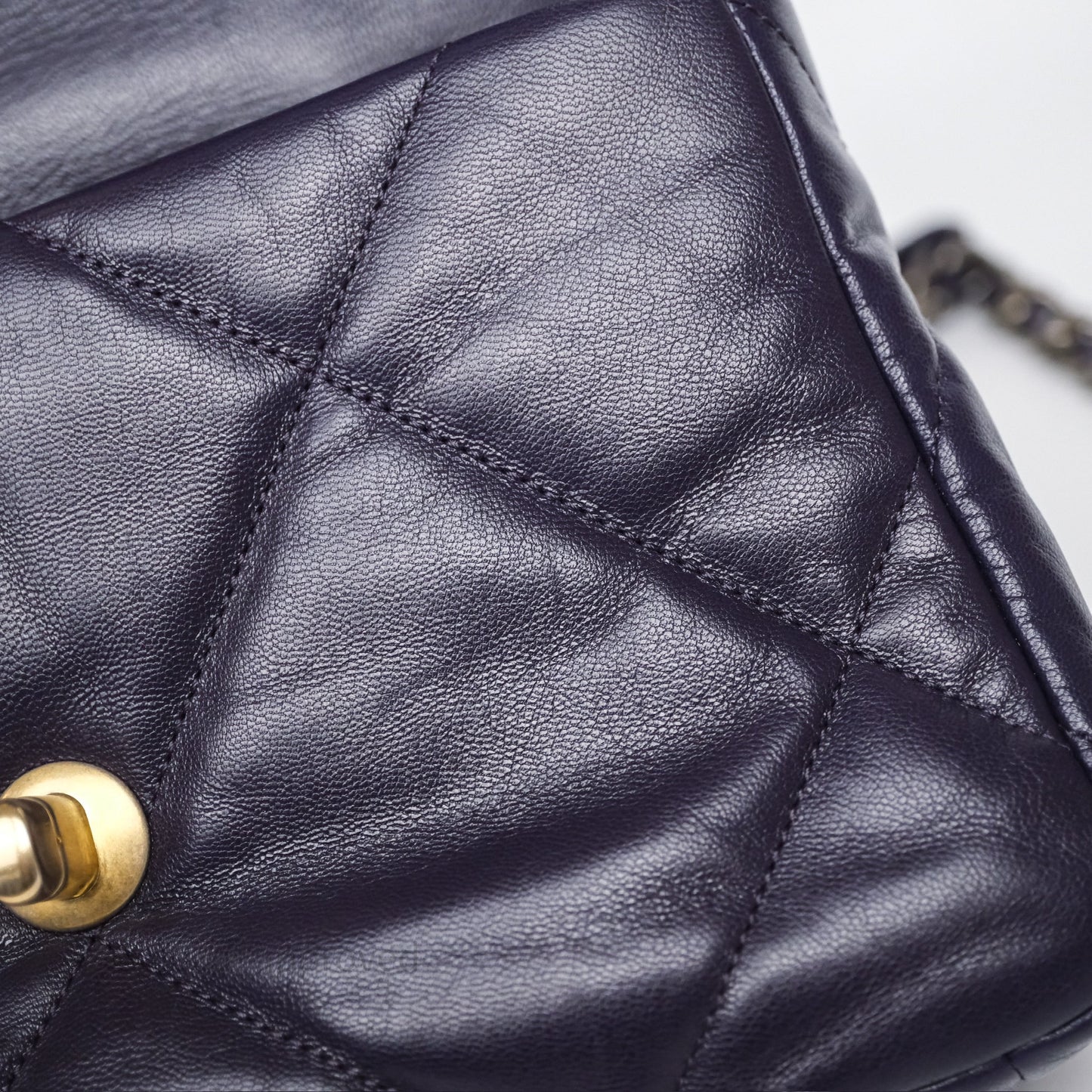 Chanel 19 Small Dark Purple Mixed Hardware