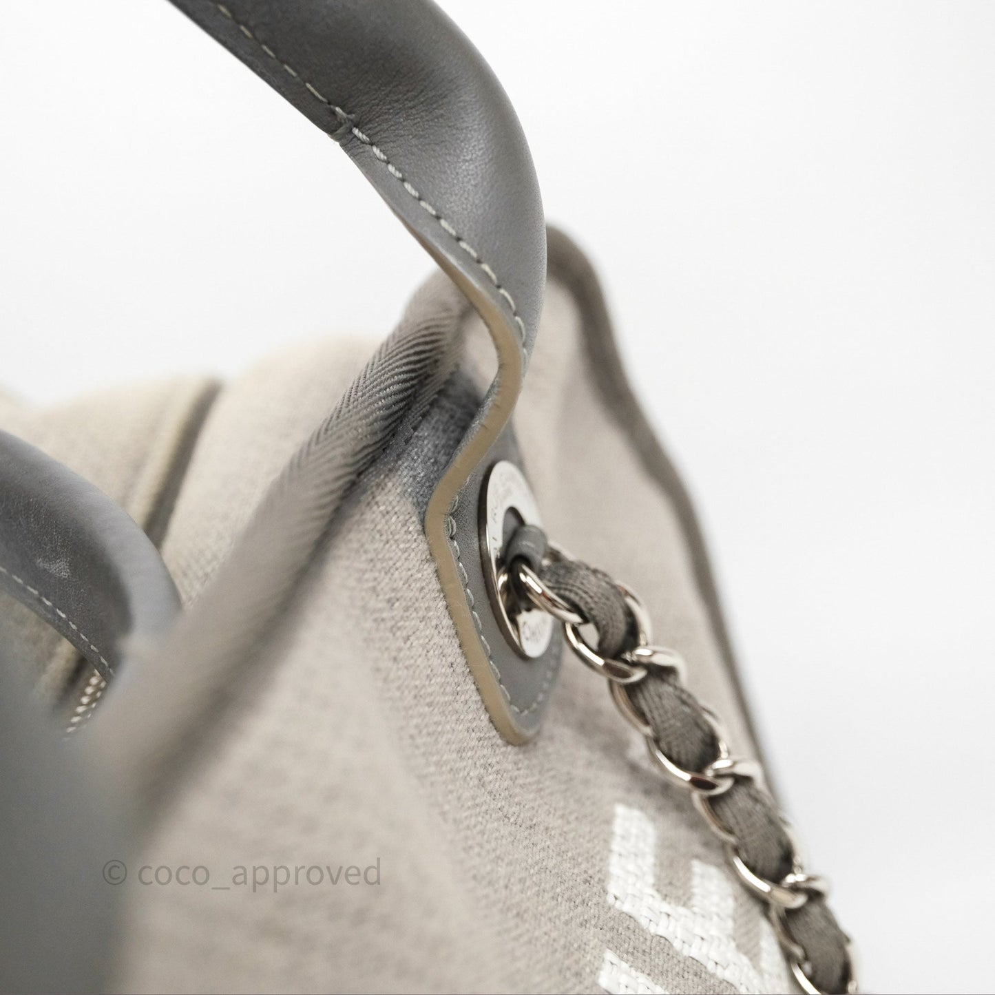 Chanel Deauville Bowling Bag Grey Silver Hardware