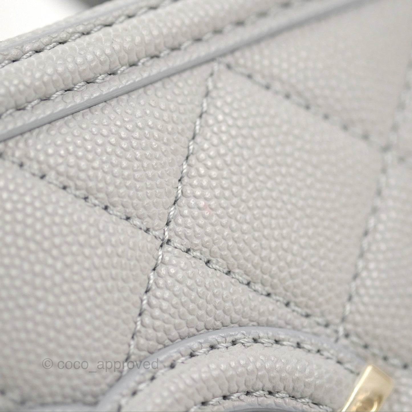 Chanel Quilted Small CC Filigree Vanity Case Grey Caviar Gold Hardware