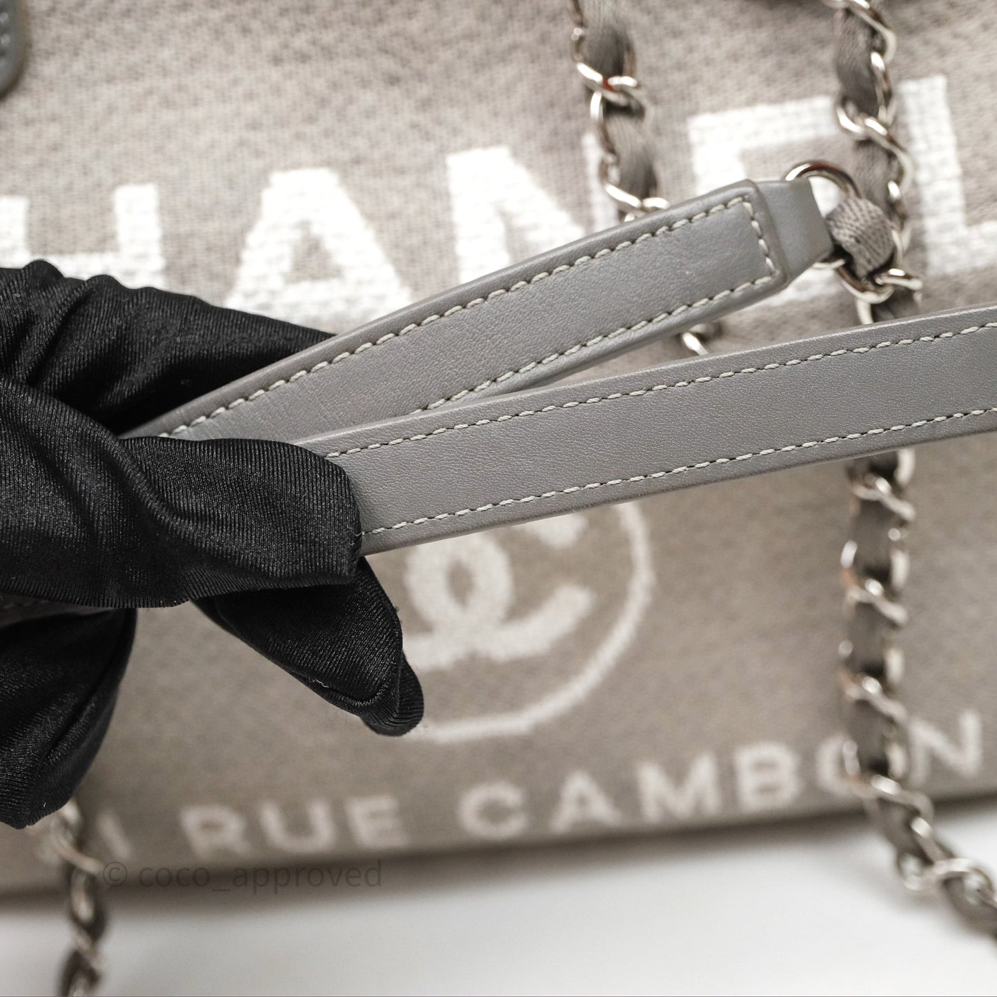 Chanel Deauville Bowling Bag Grey Silver Hardware