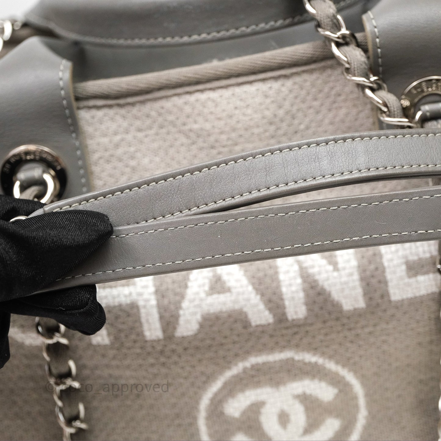 Chanel Deauville Bowling Bag Grey Silver Hardware