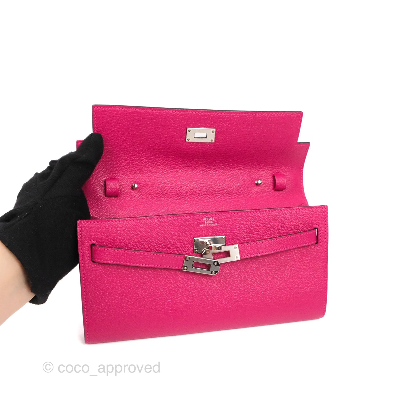 Hermès Kelly To Go Wallet Rose Mexico Chevre Mysore Palladium Hardware