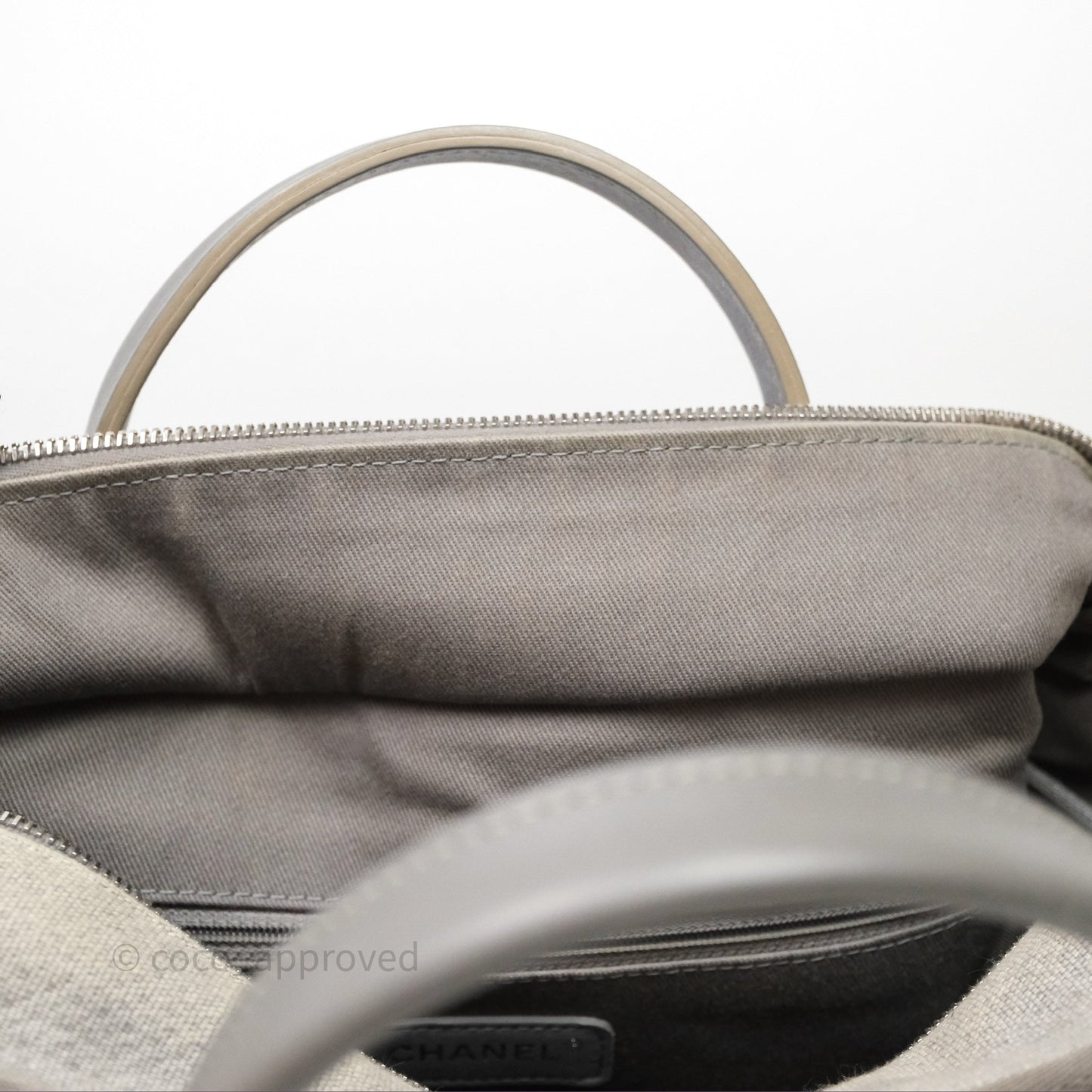 Chanel Deauville Bowling Bag Grey Silver Hardware