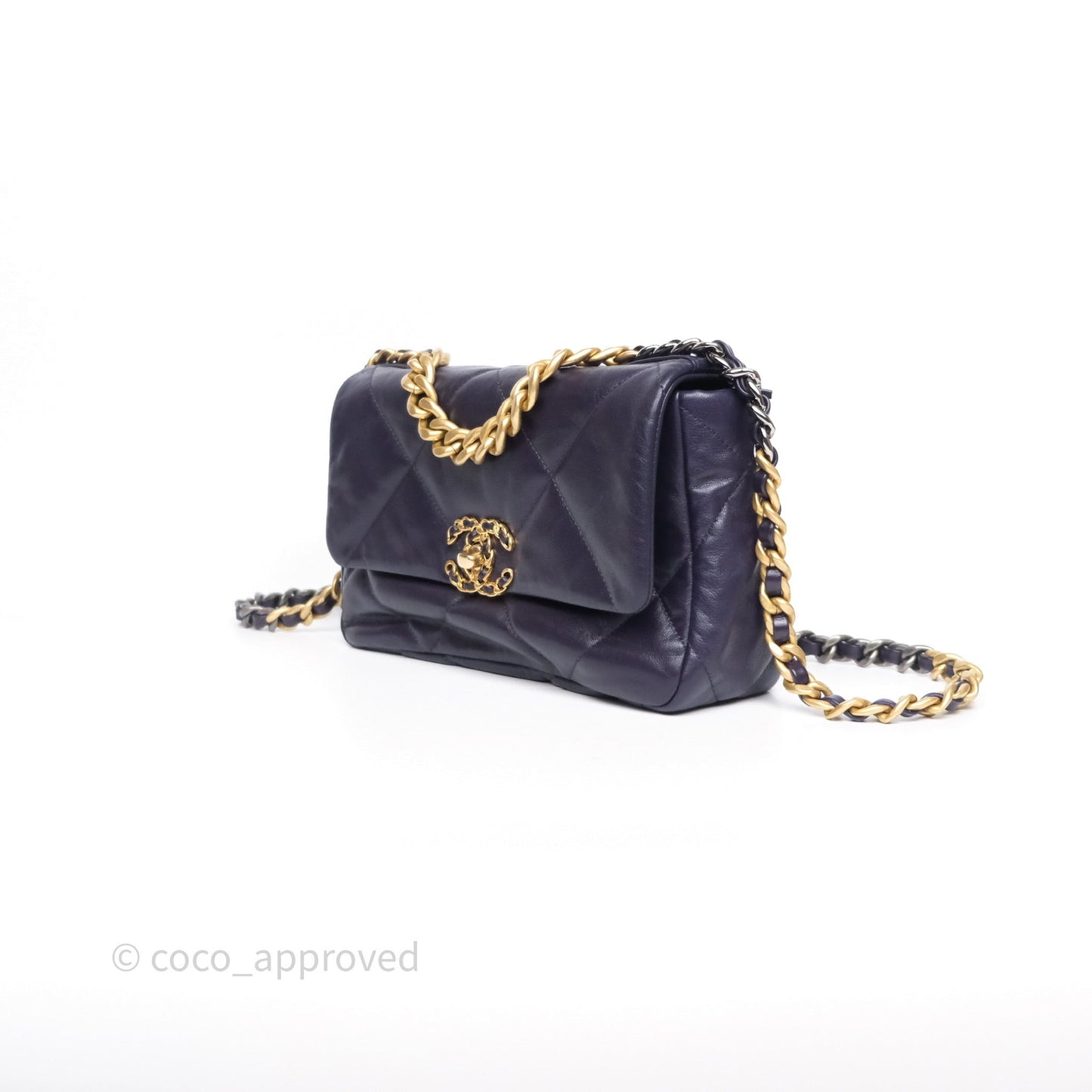 Chanel 19 Small Dark Purple Mixed Hardware