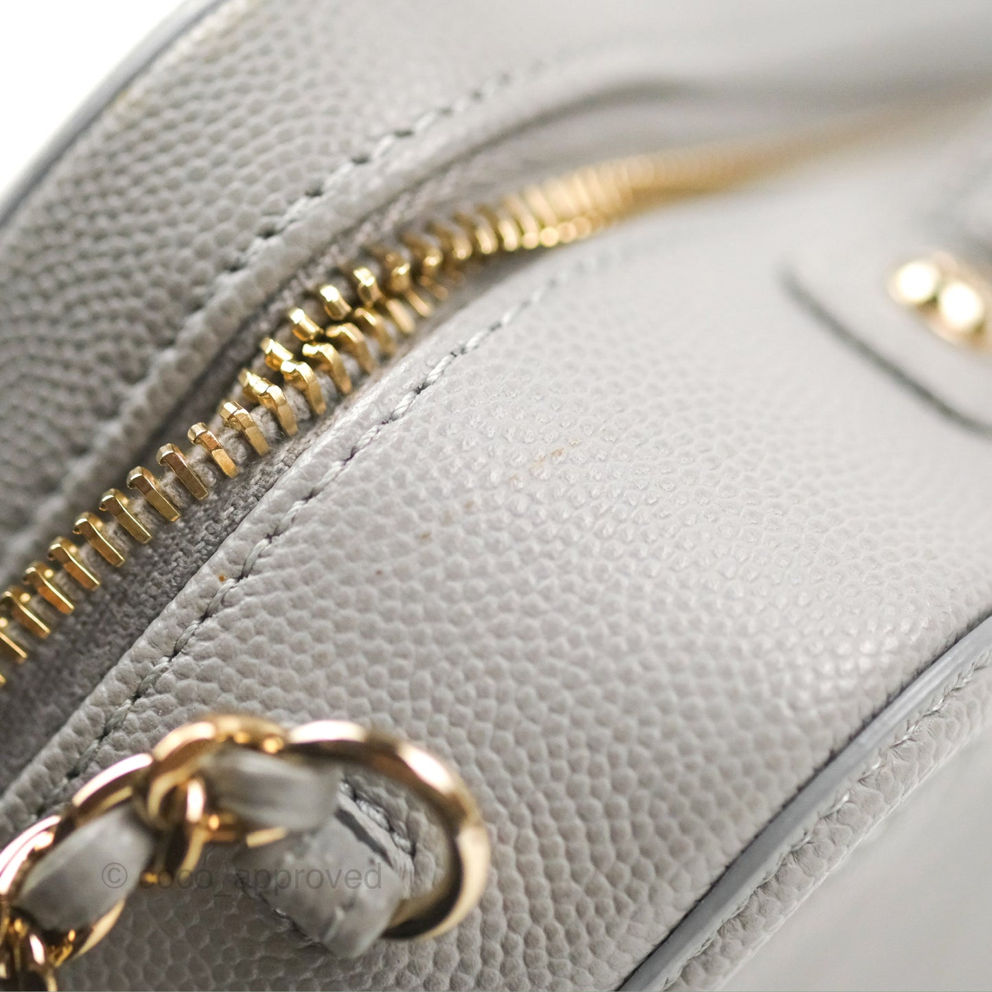 Chanel Quilted Small CC Filigree Vanity Case Grey Caviar Gold Hardware