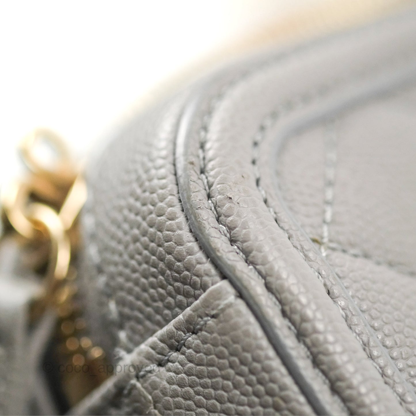 Chanel Quilted Small CC Filigree Vanity Case Grey Caviar Gold Hardware