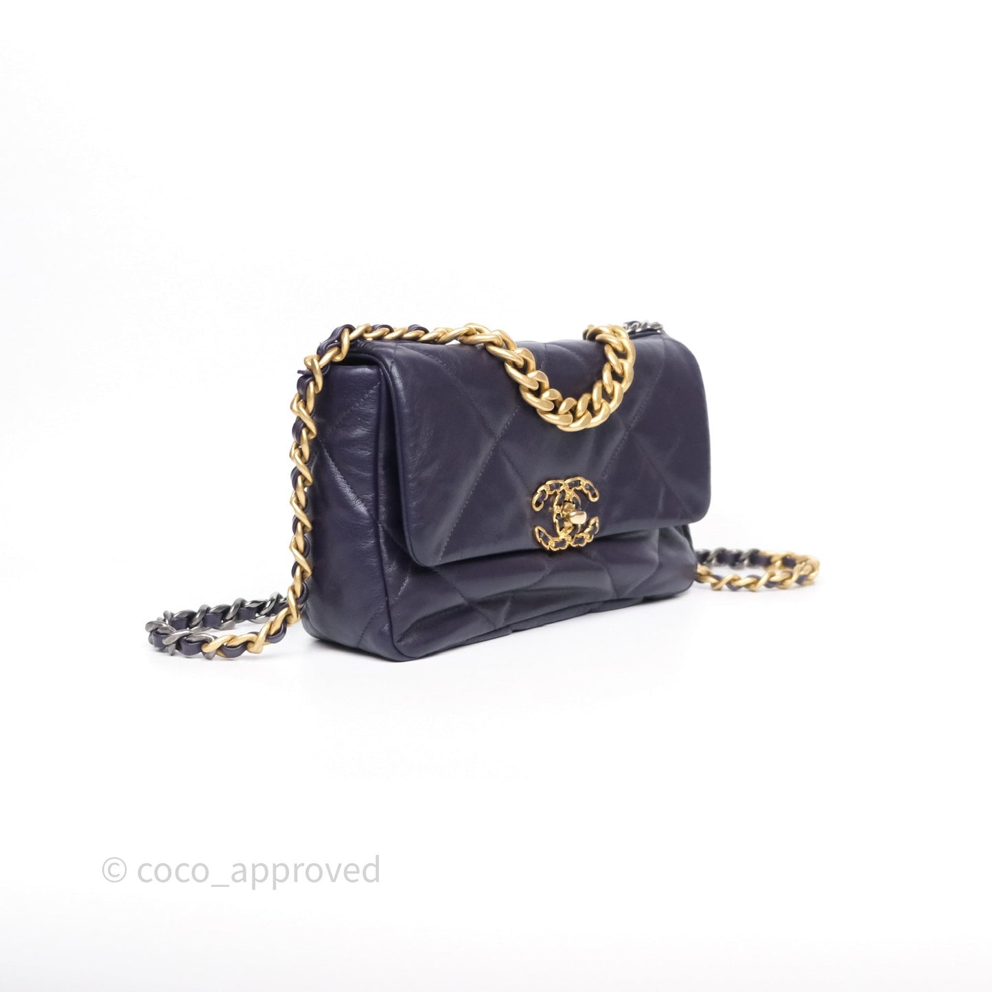 Chanel 19 Small Dark Purple Mixed Hardware