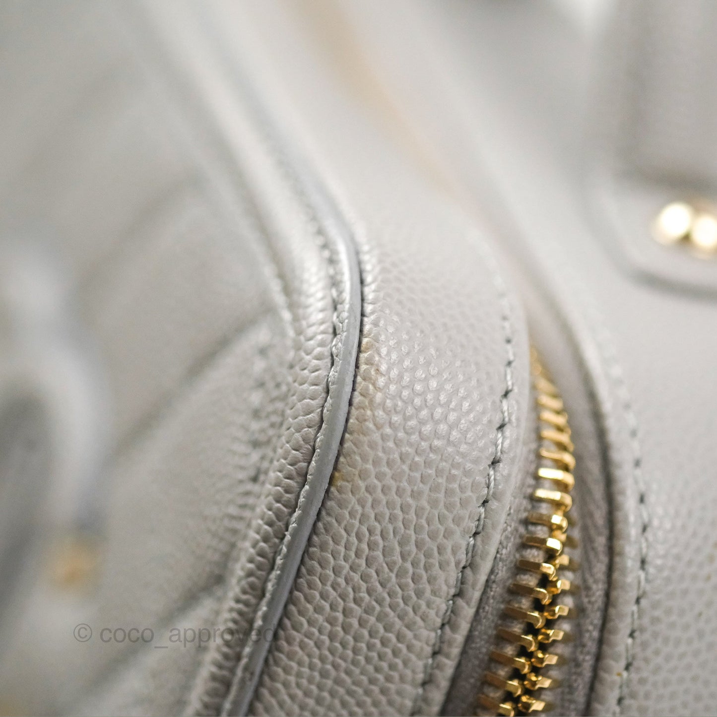 Chanel Quilted Small CC Filigree Vanity Case Grey Caviar Gold Hardware