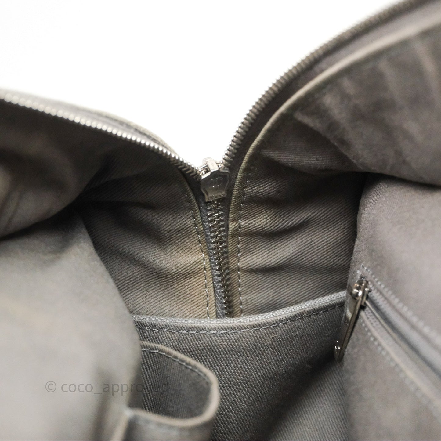 Chanel Deauville Bowling Bag Grey Silver Hardware