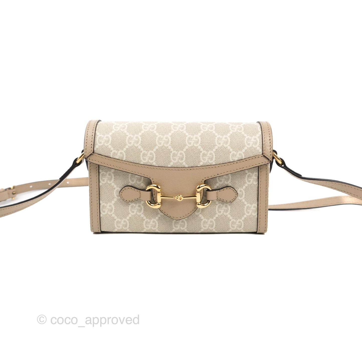 Gucci Horsebit 1955 Mini Bag Beige/White GG Supreme Canvas