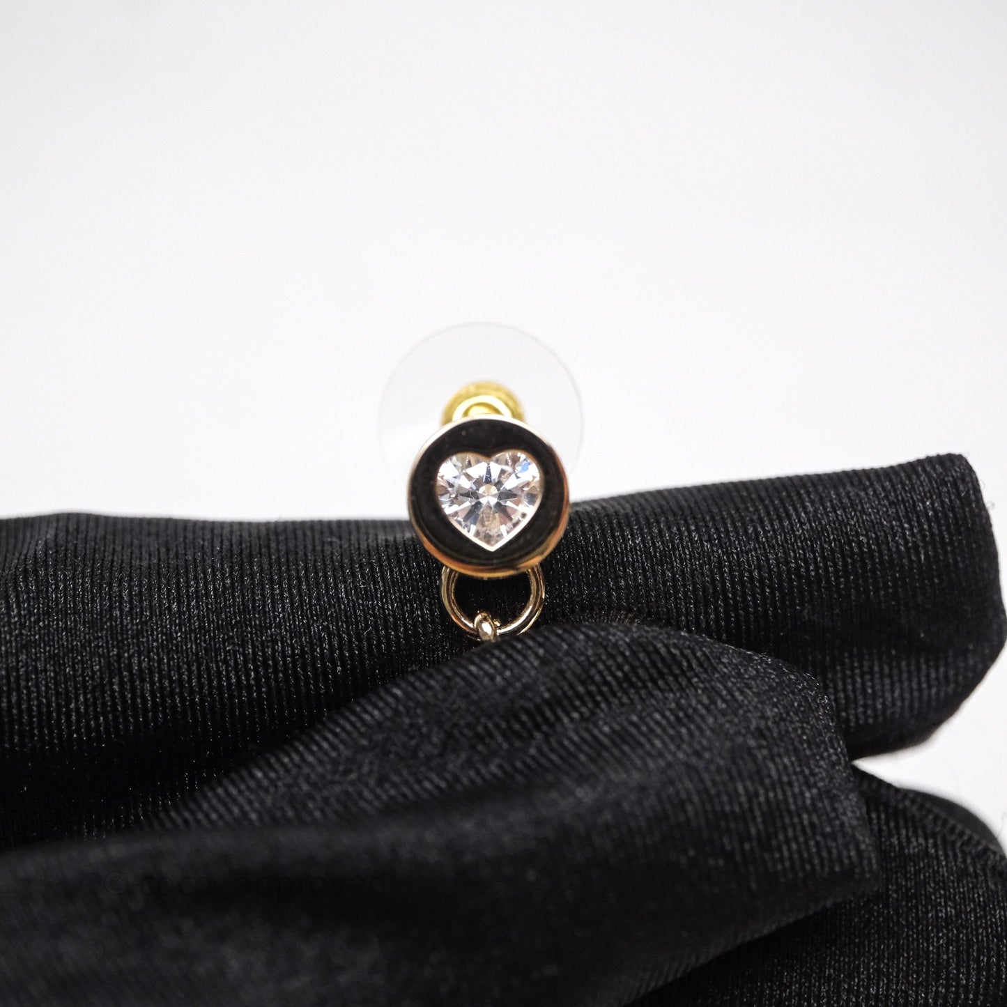 Chanel CC Heart Crystal Drop Earrings Gold Tone 24B