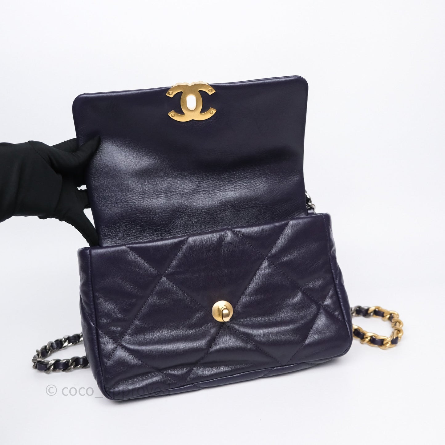 Chanel 19 Small Dark Purple Mixed Hardware