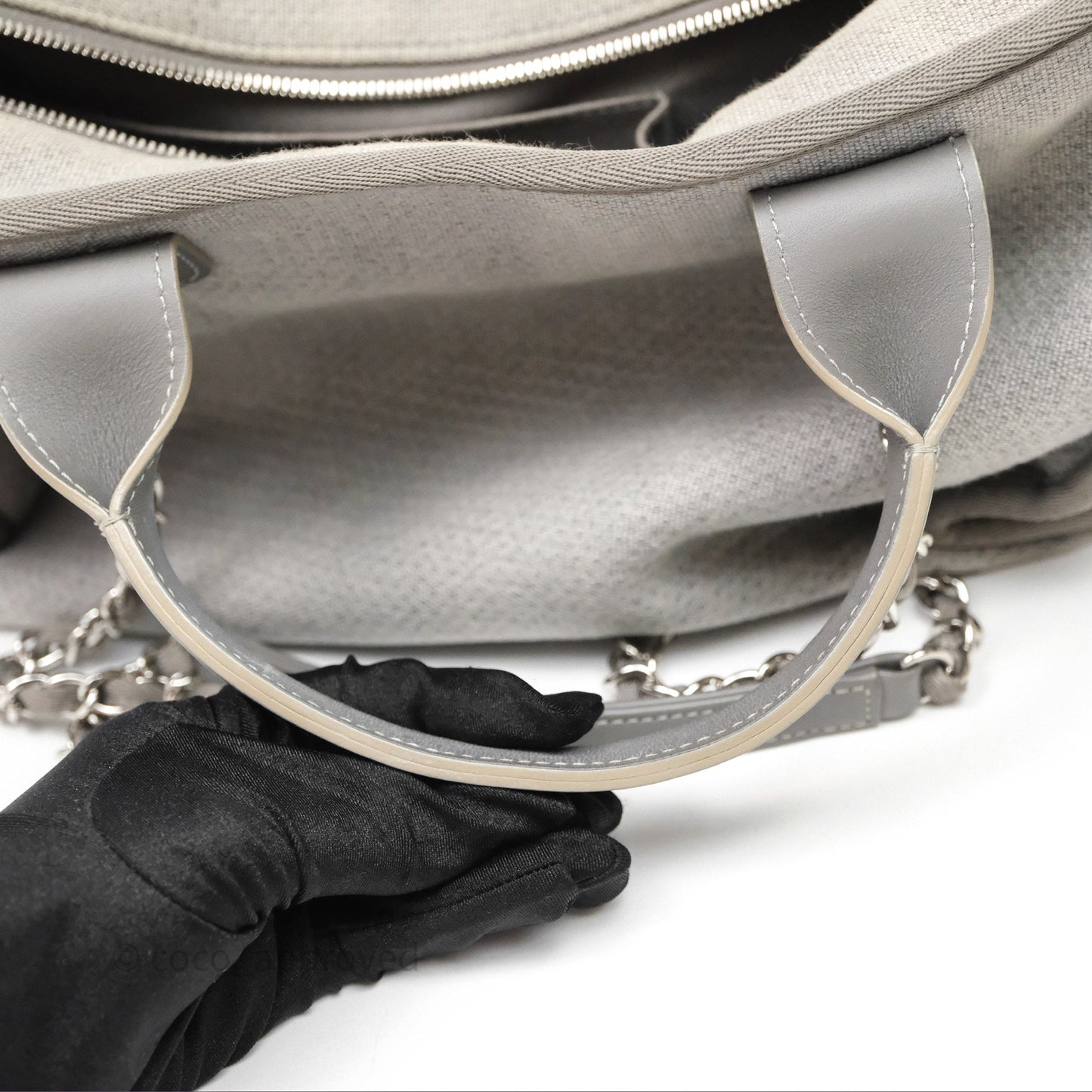 Chanel Deauville Bowling Bag Grey Silver Hardware