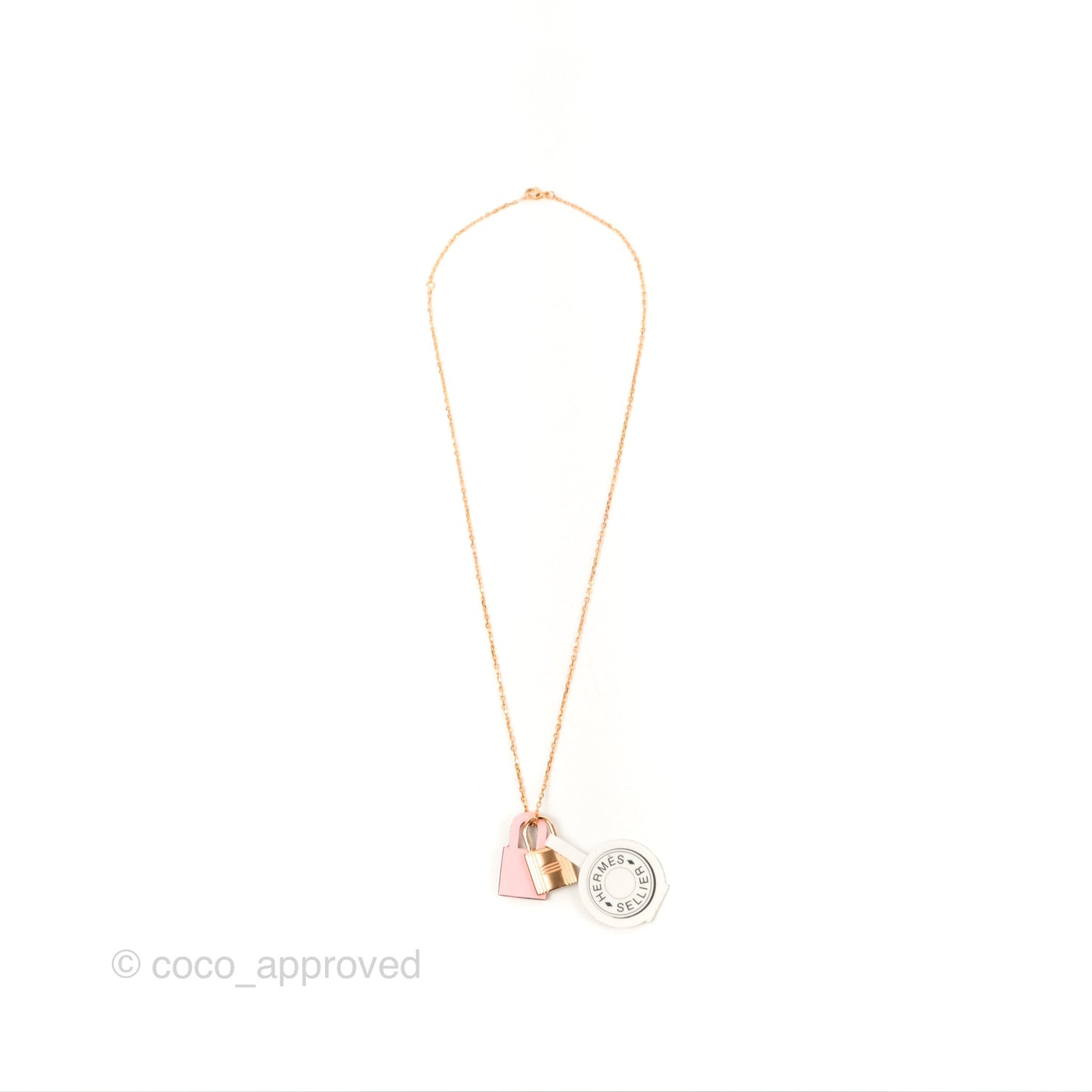 Hermès Small O'Kelly Pendant Necklace Pink Swift Gold