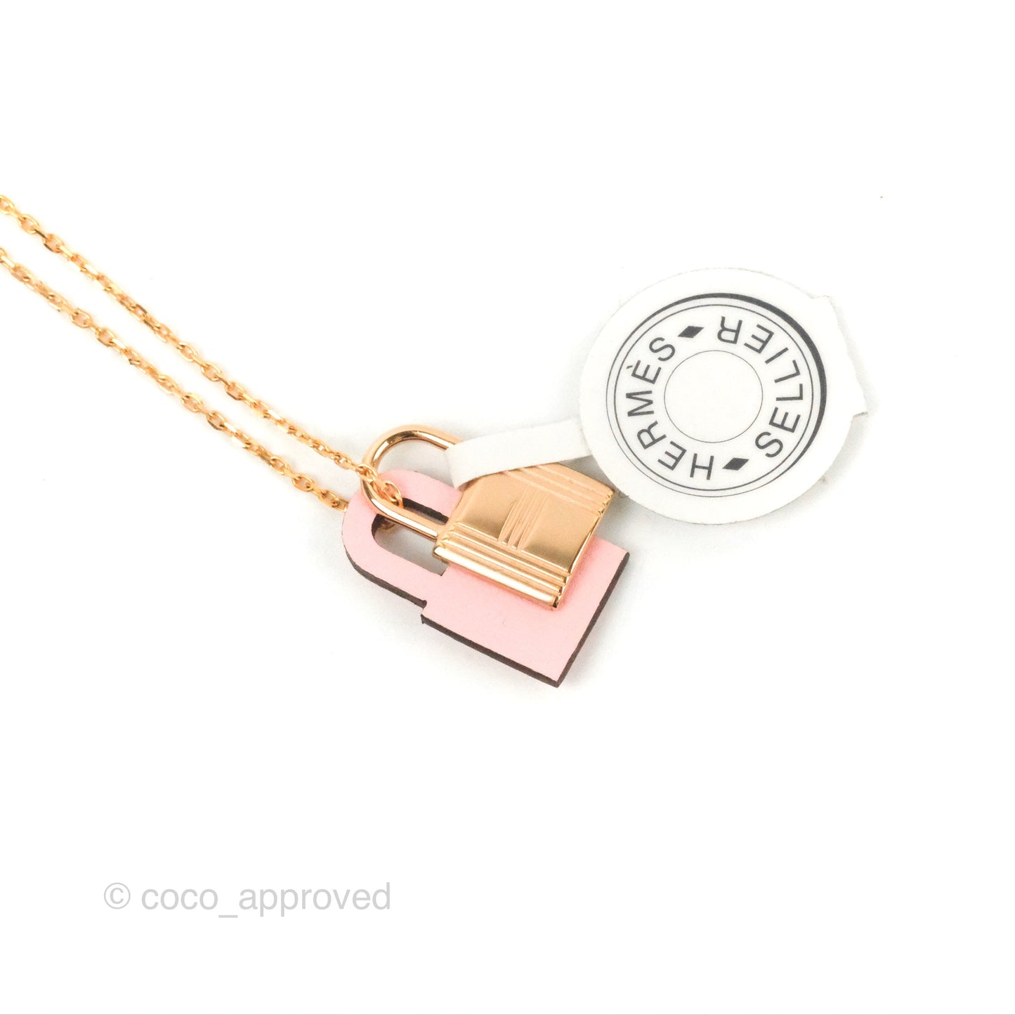 Hermès Small O'Kelly Pendant Necklace Pink Swift Gold