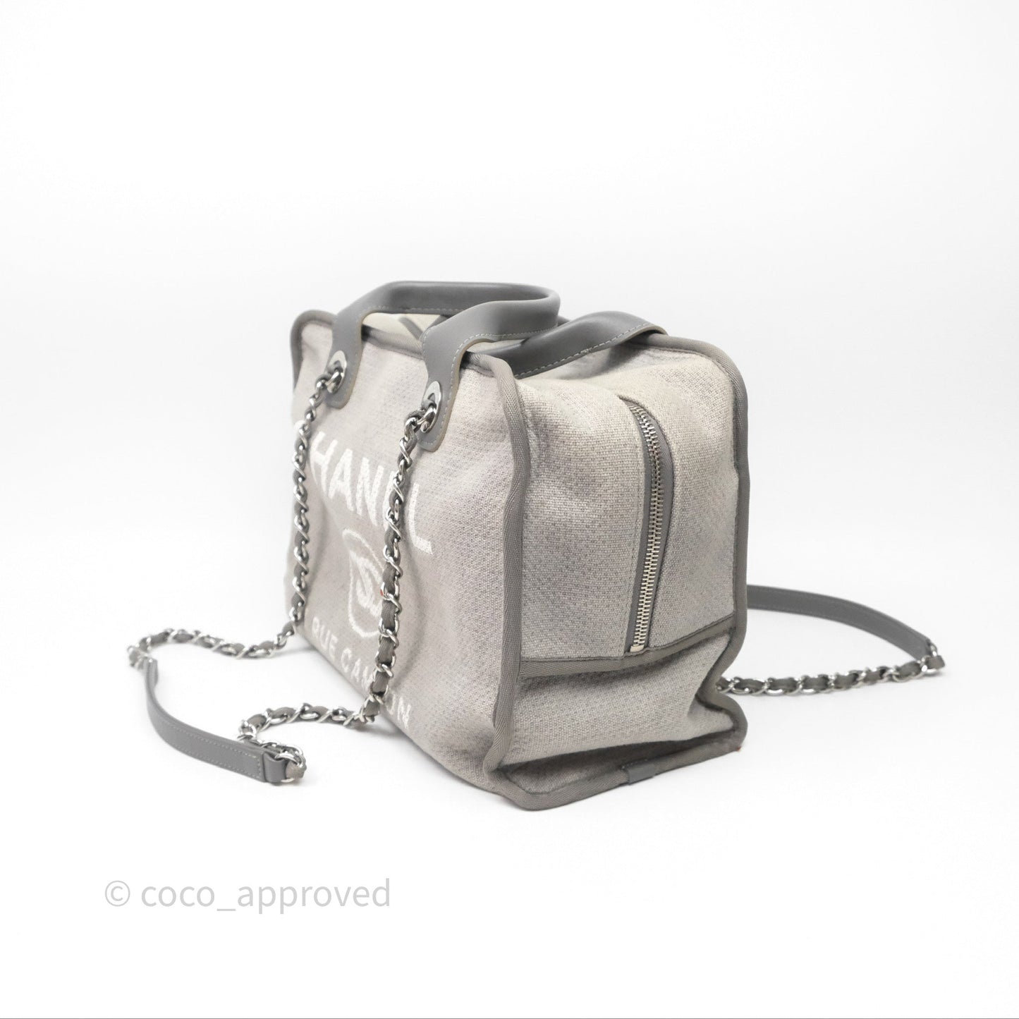 Chanel Deauville Bowling Bag Grey Silver Hardware