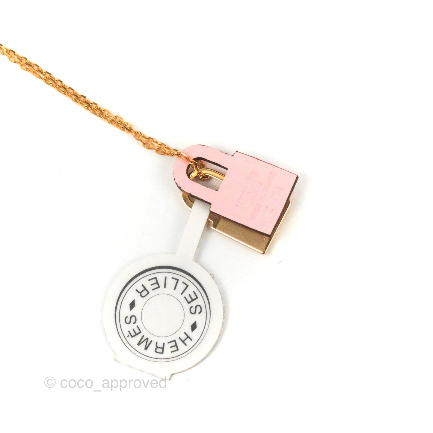 Hermès Small O'Kelly Pendant Necklace Pink Swift Gold