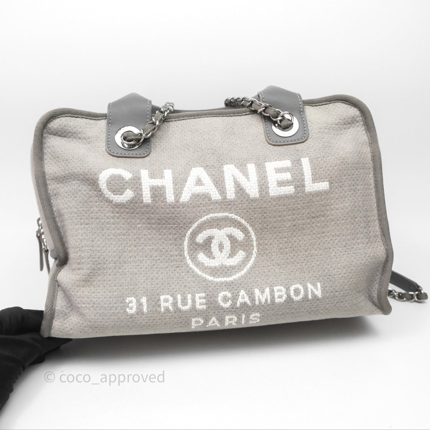 Chanel Deauville Bowling Bag Grey Silver Hardware