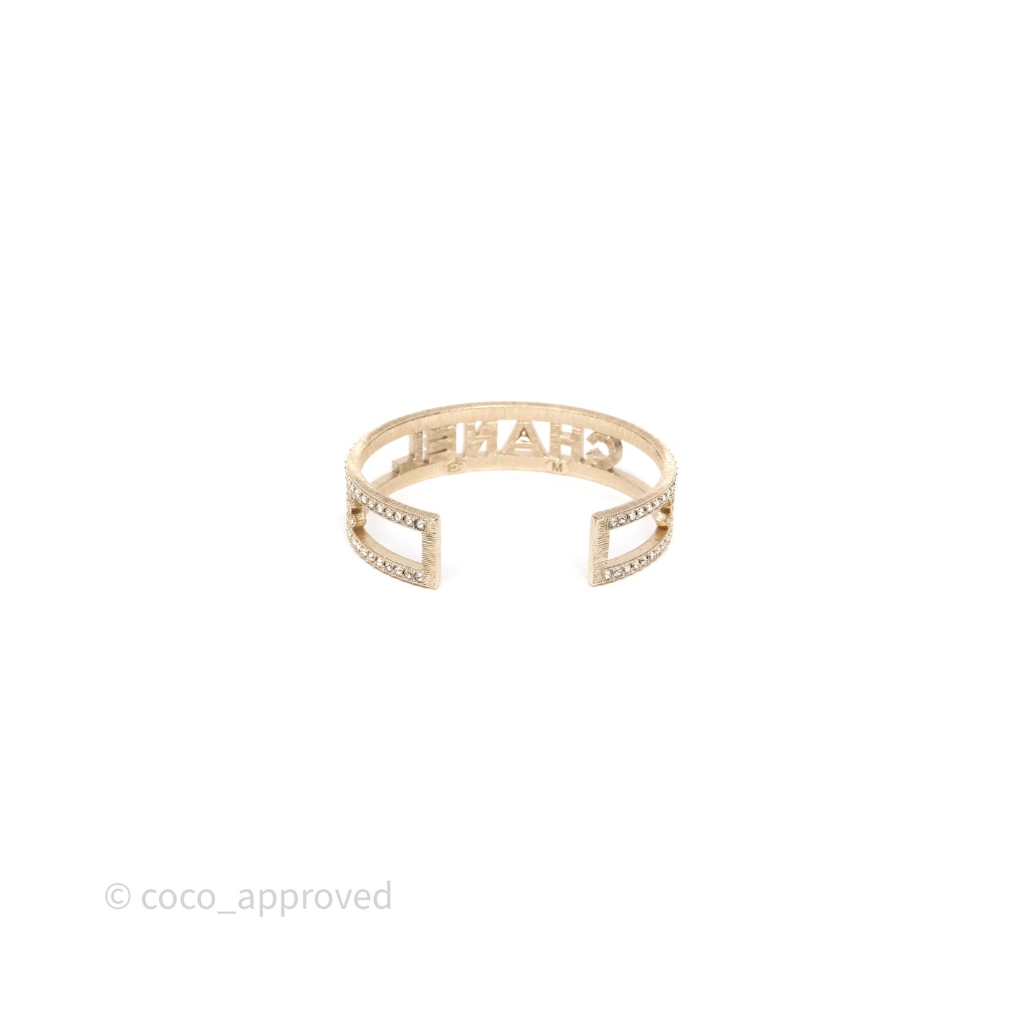 Chanel CC Logo Crystals Bracelet Gold Tone 24K