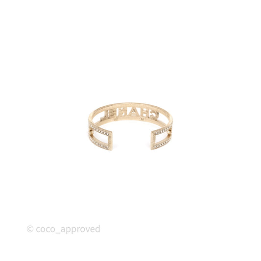 Chanel CC Logo Crystals Bracelet Gold Tone 24K