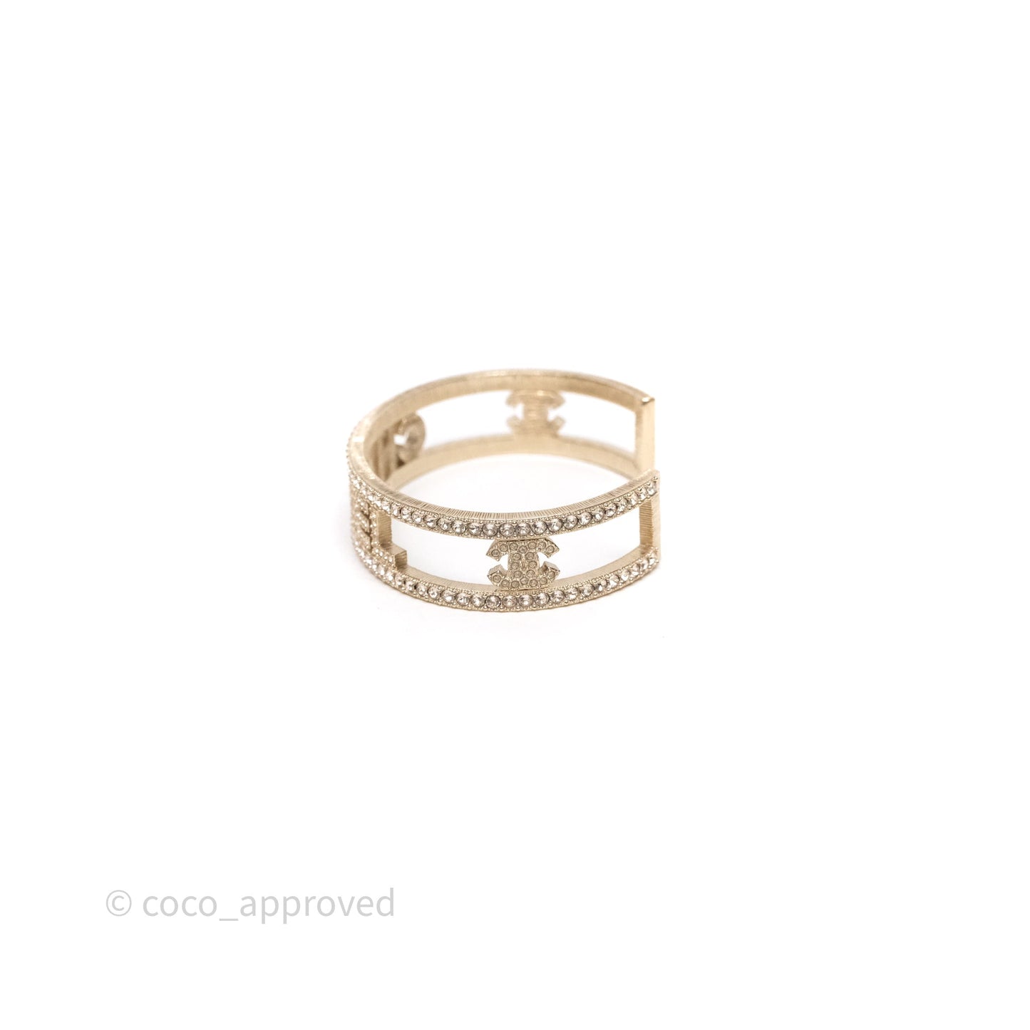 Chanel CC Logo Crystals Bracelet Gold Tone 24K