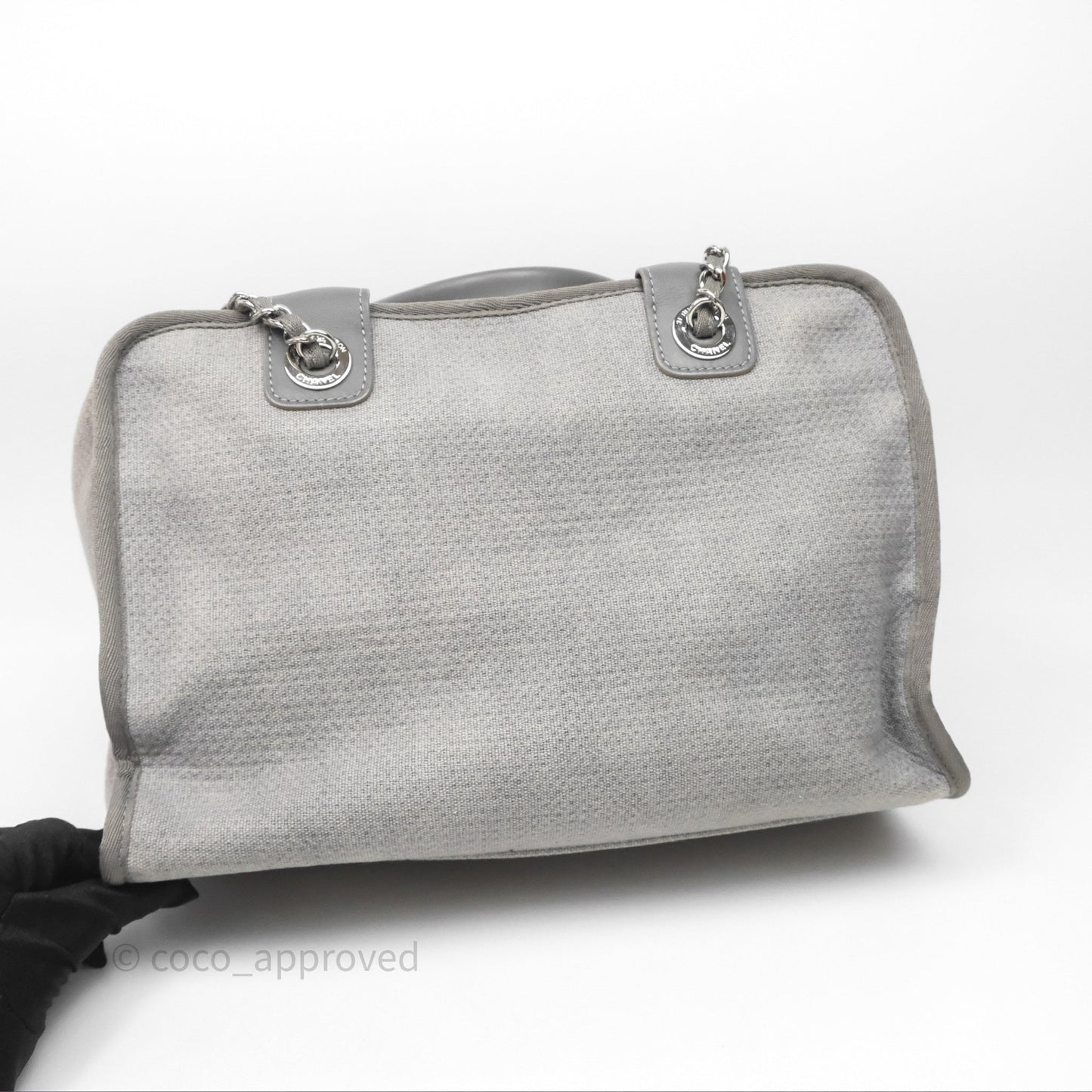 Chanel Deauville Bowling Bag Grey Silver Hardware